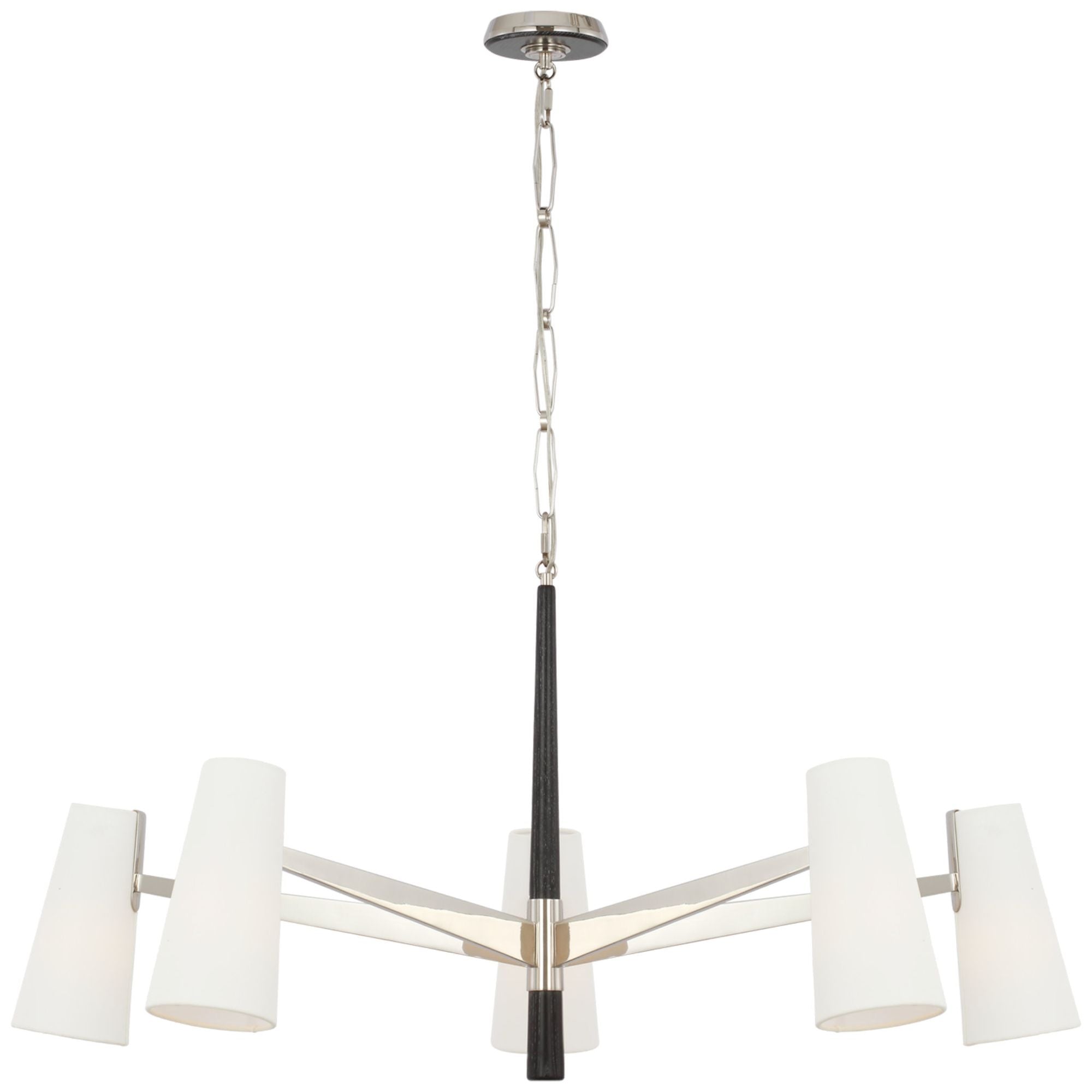 AERIN Olina 44" Chandelier in Polished Nickel and Ebony with Linen Shades Ceiling Light W42"