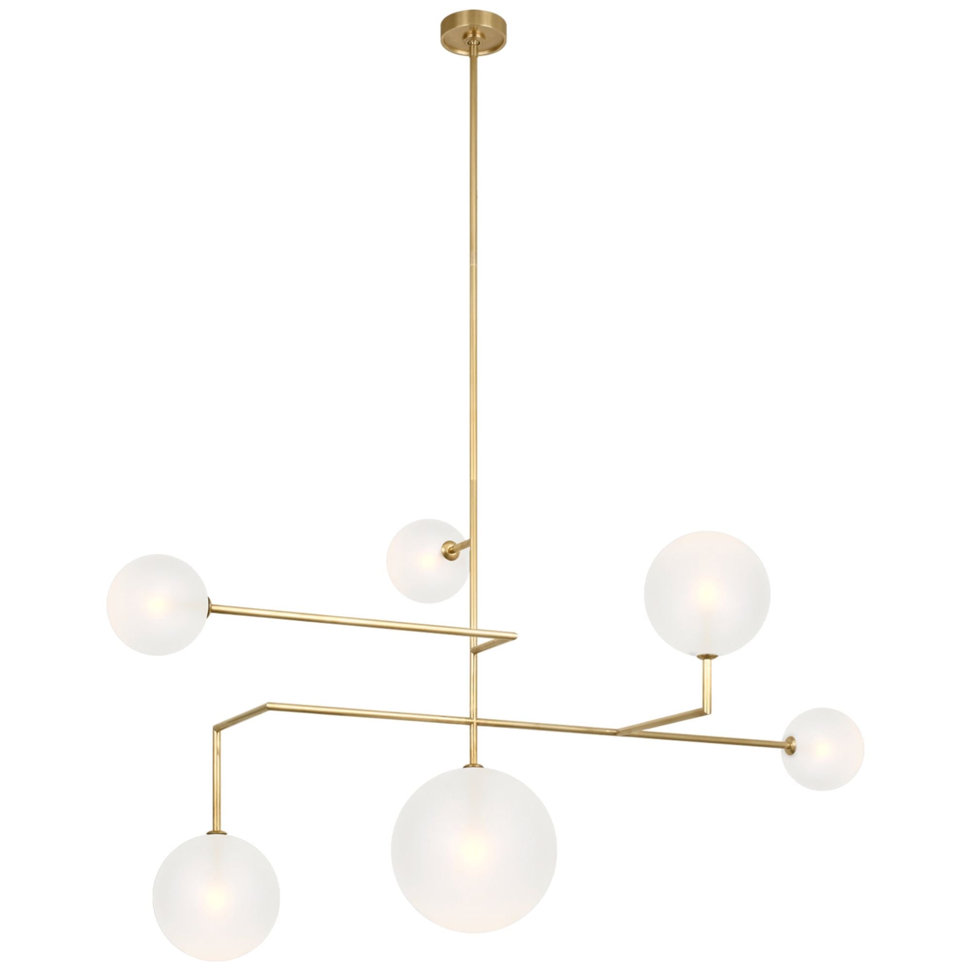 AERIN Linnea 59"  Chandelier  in Hand-Rubbed Antique Brass with Soft Etched Glass Ceiling Light W58.75"