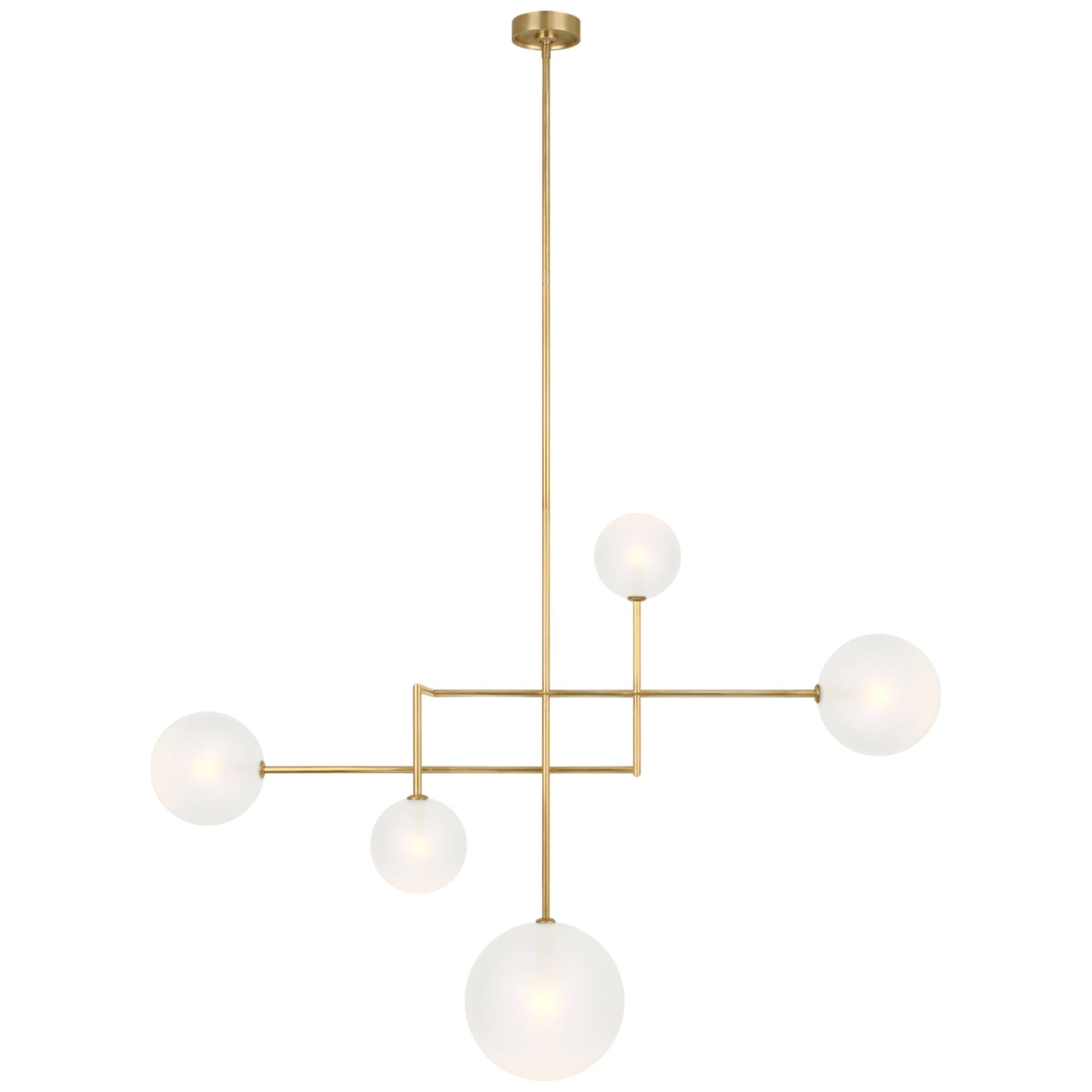 AERIN Linnea 57"  Chandelier  in Hand-Rubbed Antique Brass with Soft Etched Glass Ceiling Light W56.5"