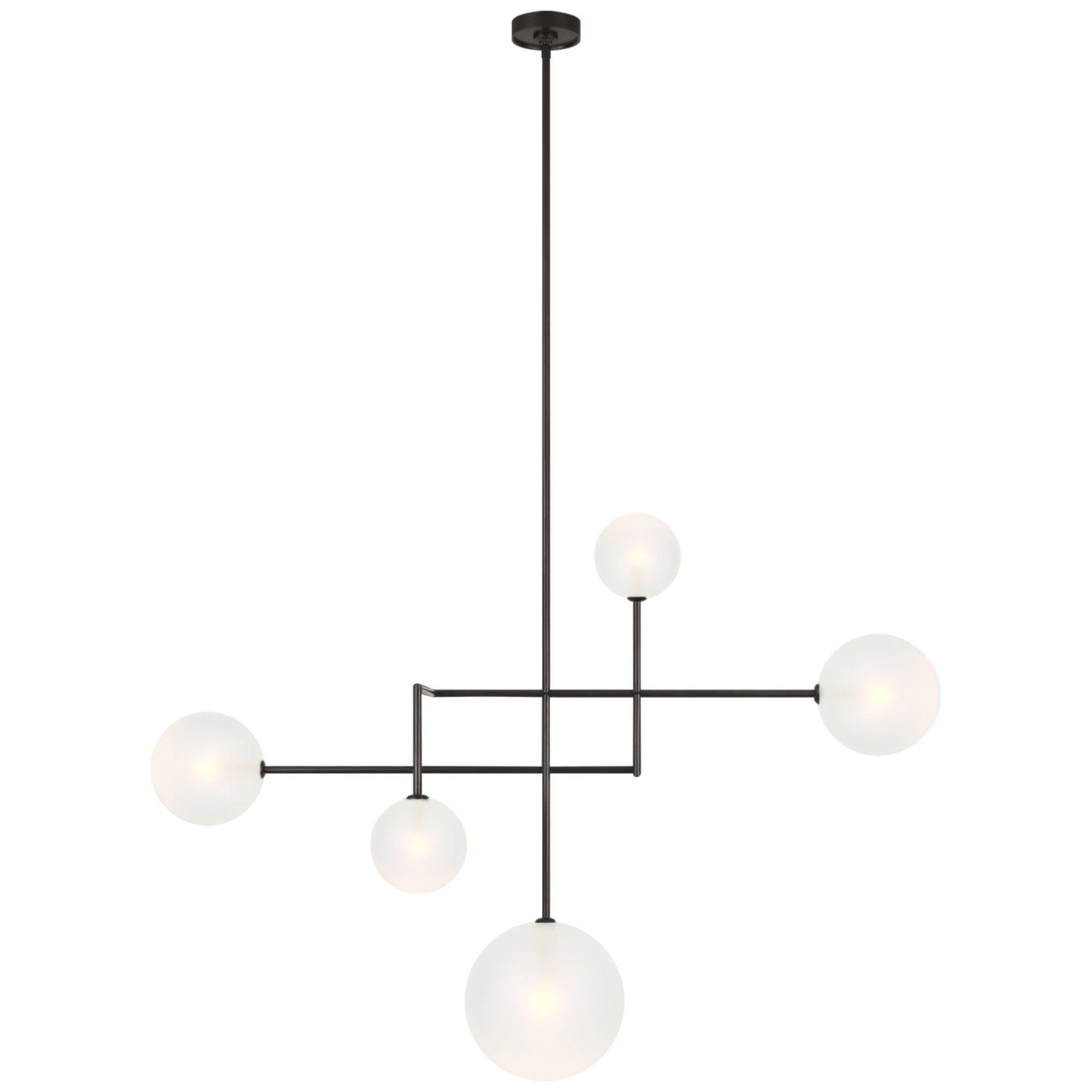 AERIN Linnea 57"  Chandelier  in Modern Iron with Soft Etched Glass Ceiling Light W56.5"