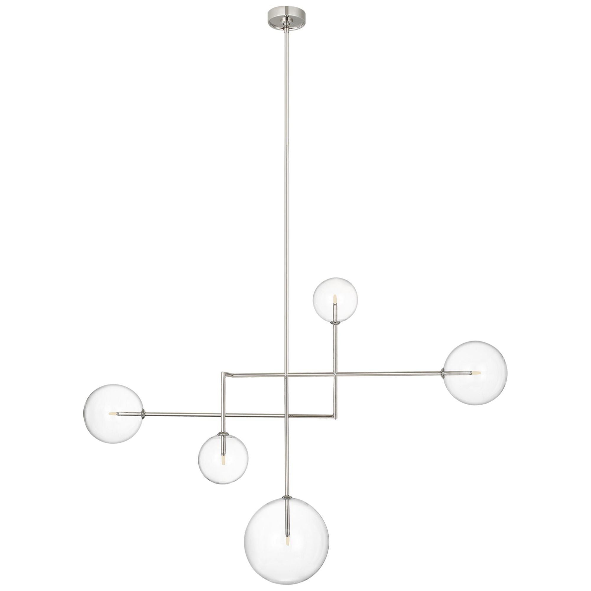 AERIN Linnea 57"  Chandelier  in Polished Nickel with Clear Glass Ceiling Light W56.5"