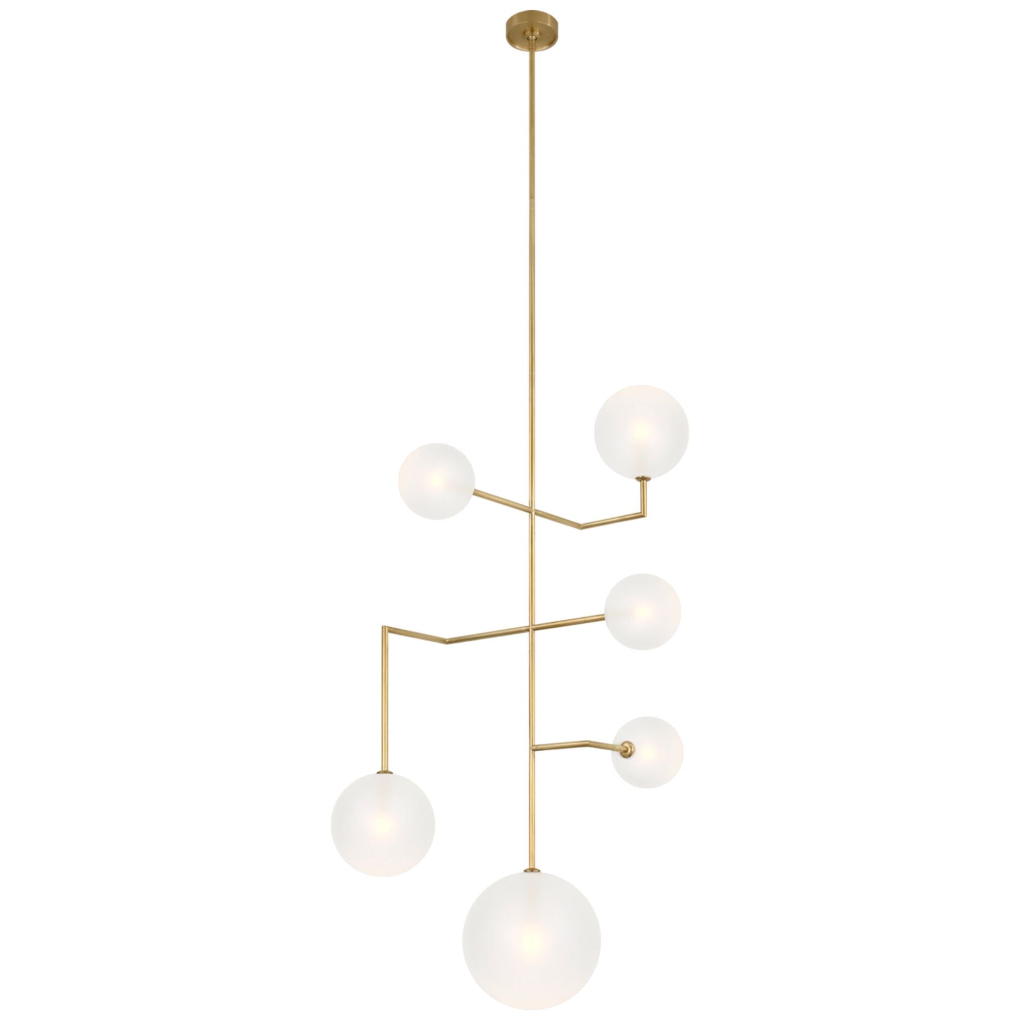 AERIN Linnea 26"  Entry Chandelier  in Hand-Rubbed Antique Brass with Soft Etched Glass Ceiling Light W27.5"