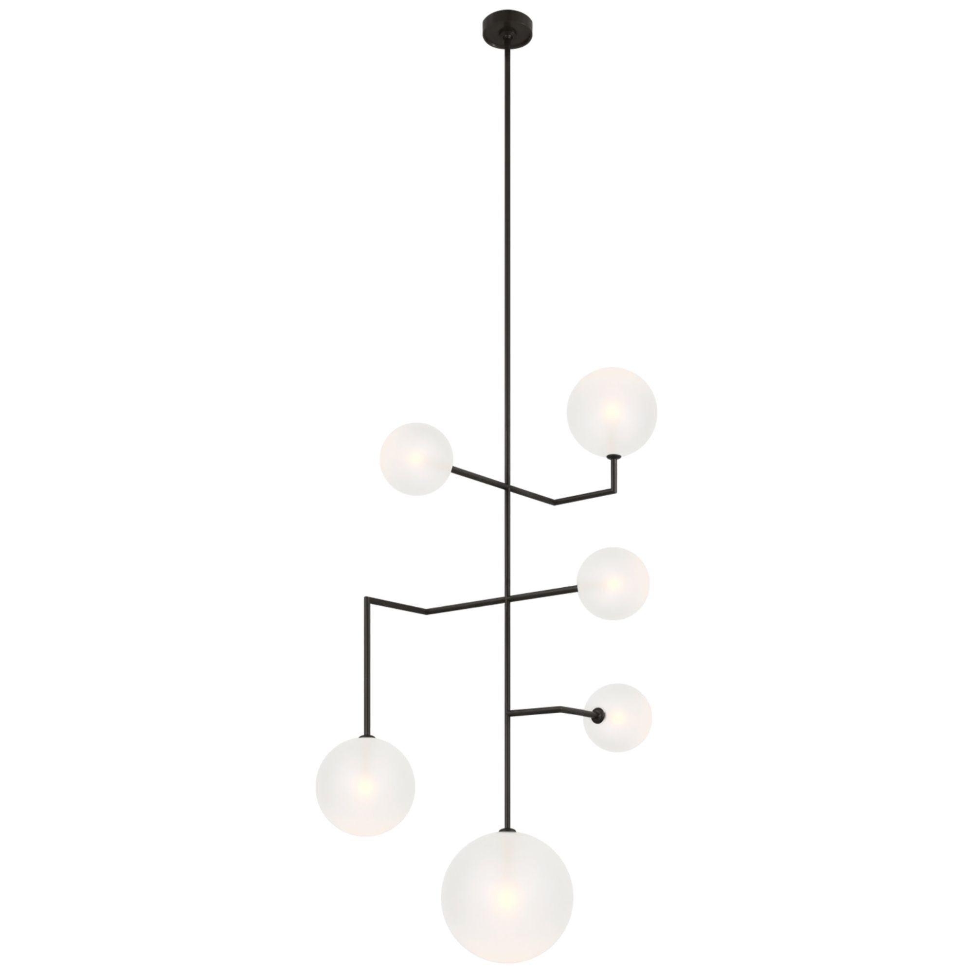 AERIN Linnea 26"  Entry Chandelier  in Modern Iron with Soft Etched Glass Ceiling Light W27.5"