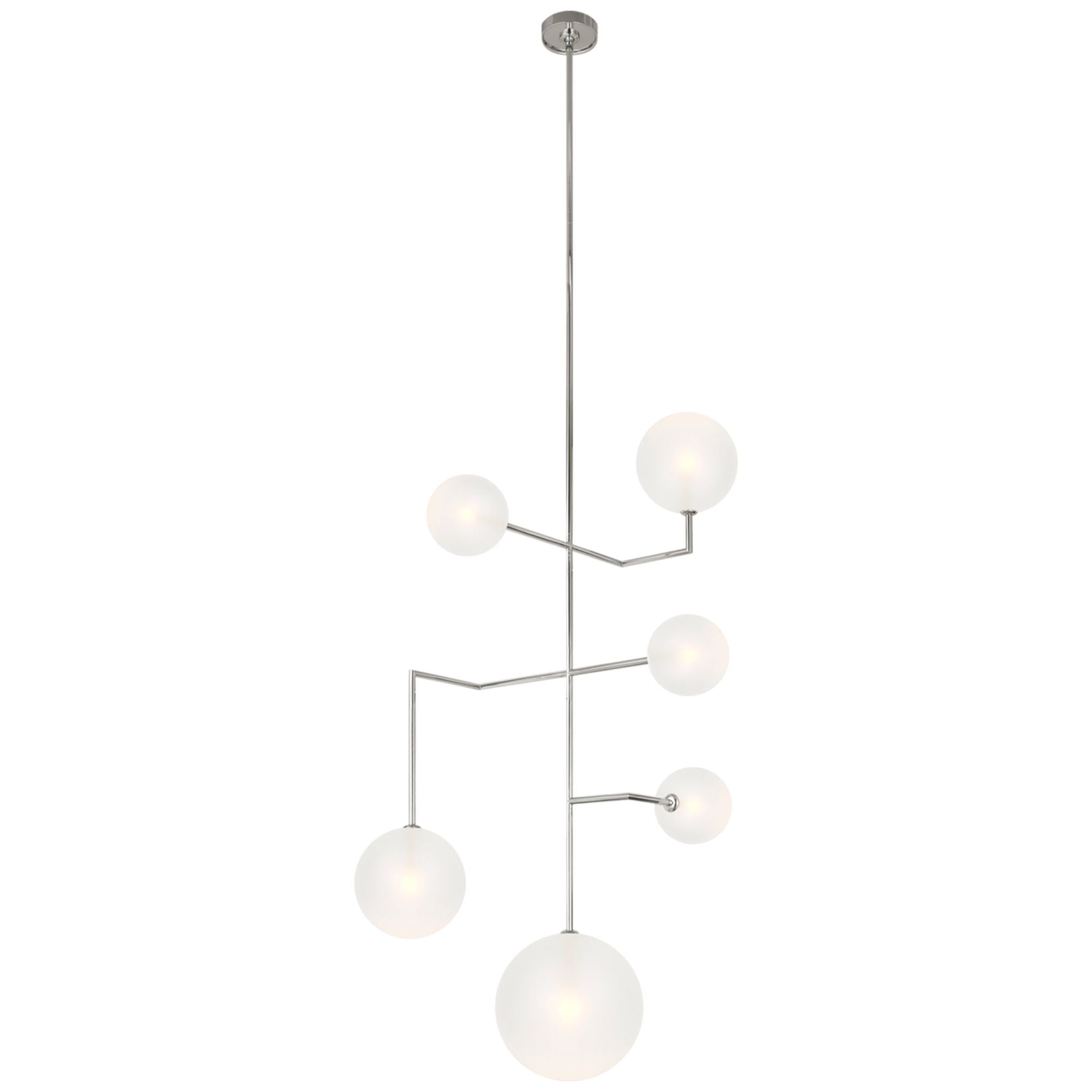 AERIN Linnea 26"  Entry Chandelier  in Polished Nickel with Soft Etched Glass Ceiling Light W27.5"