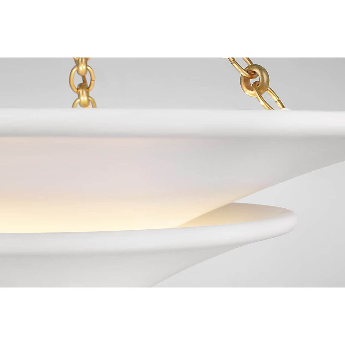 AERIN Mollino Medium Tiered Chandelier in Hand-Rubbed Antique Brass with Plaster White Shade W25" x H16.75"