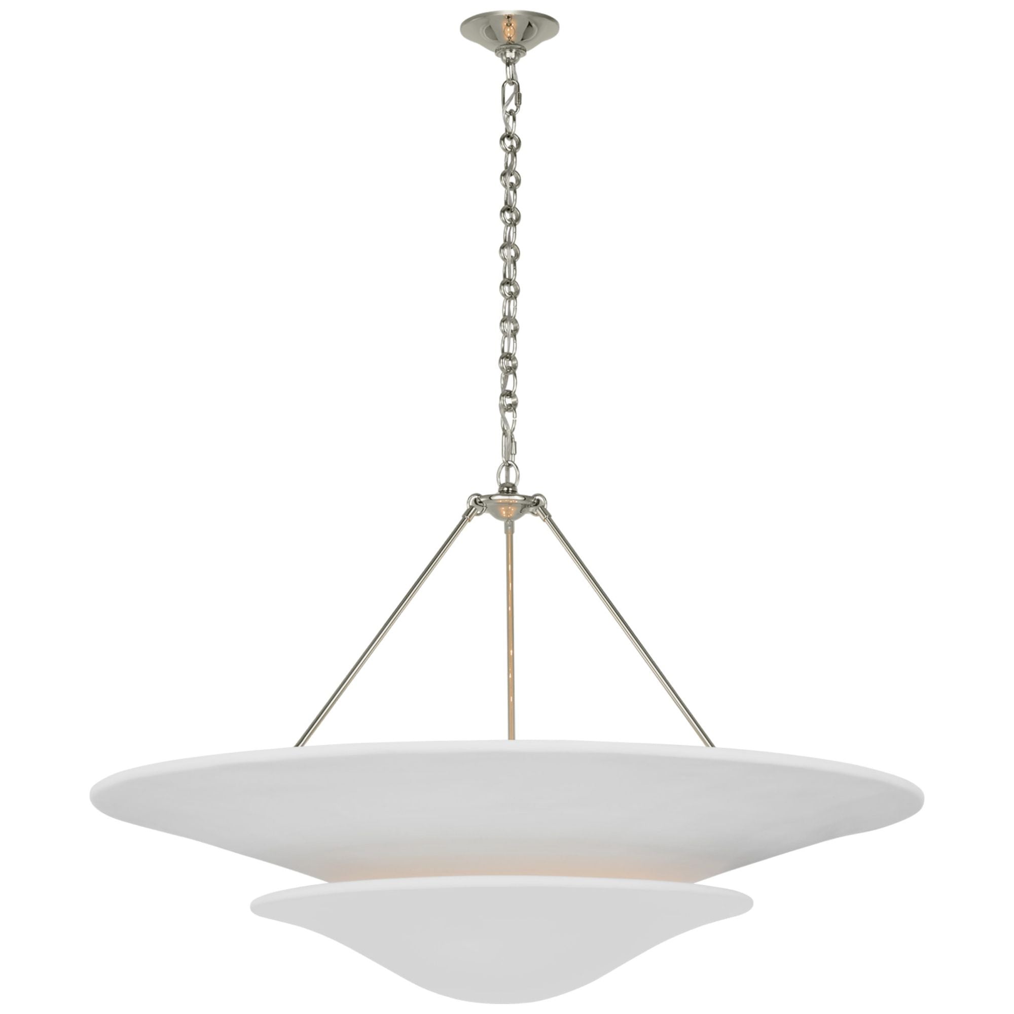 AERIN Mollino 40" Chandelier  in Polished Nickel with Plaster White Shade Ceiling Light W40" x H26.5"