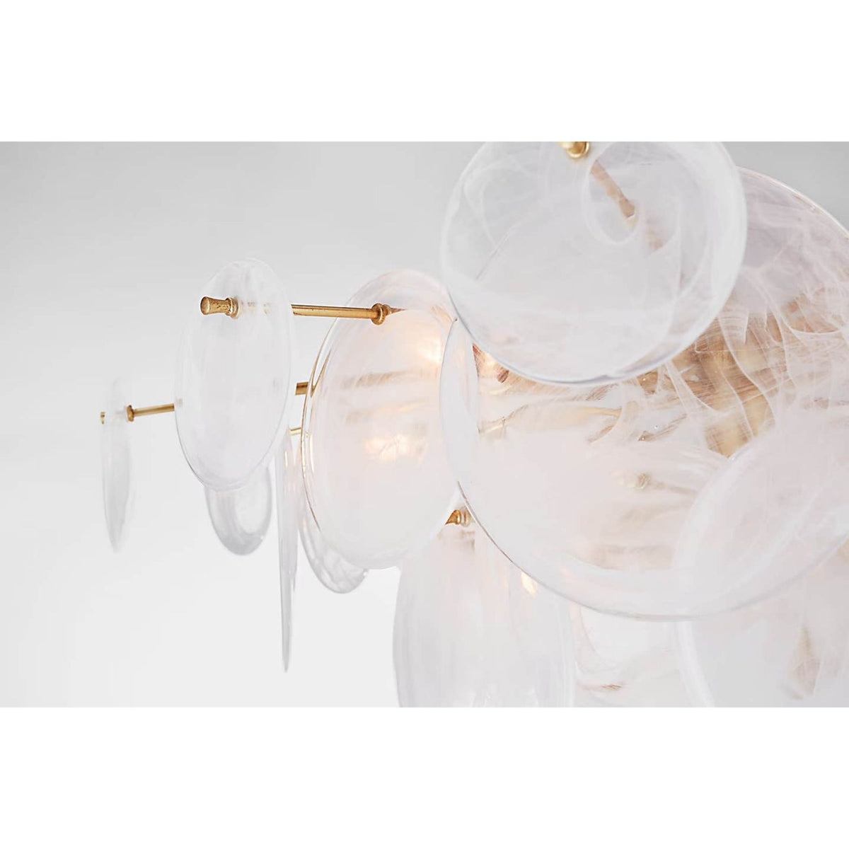 AERIN Loire Large Chandelier in Gild with White Strie Glass W37.25"