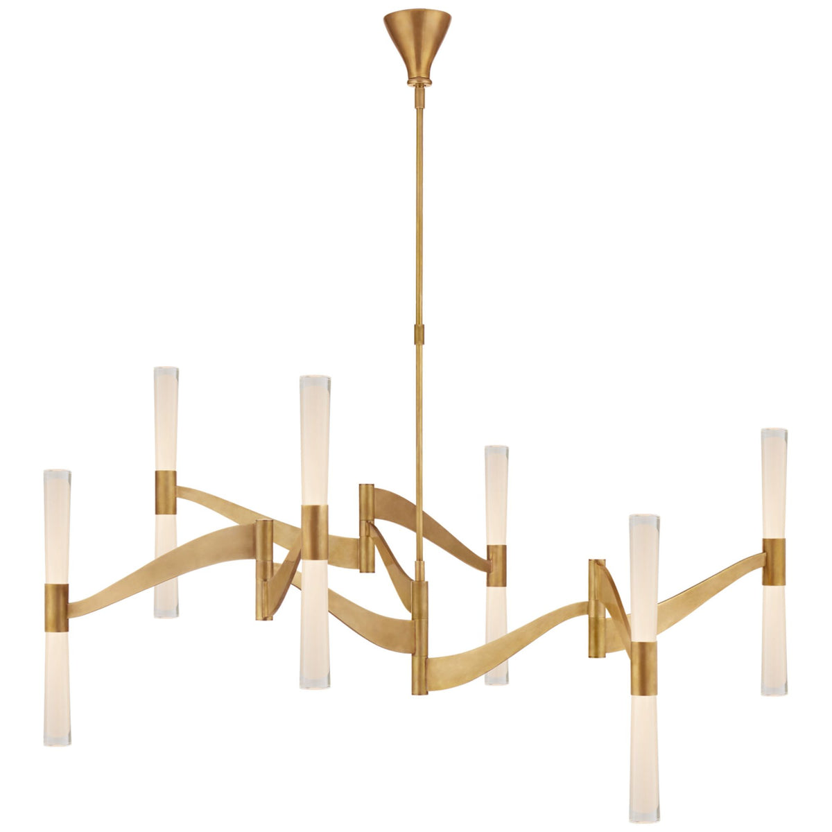 AERIN Brenta Grande Chandelier in Hand-Rubbed Antique Brass with White Glass W54.5"