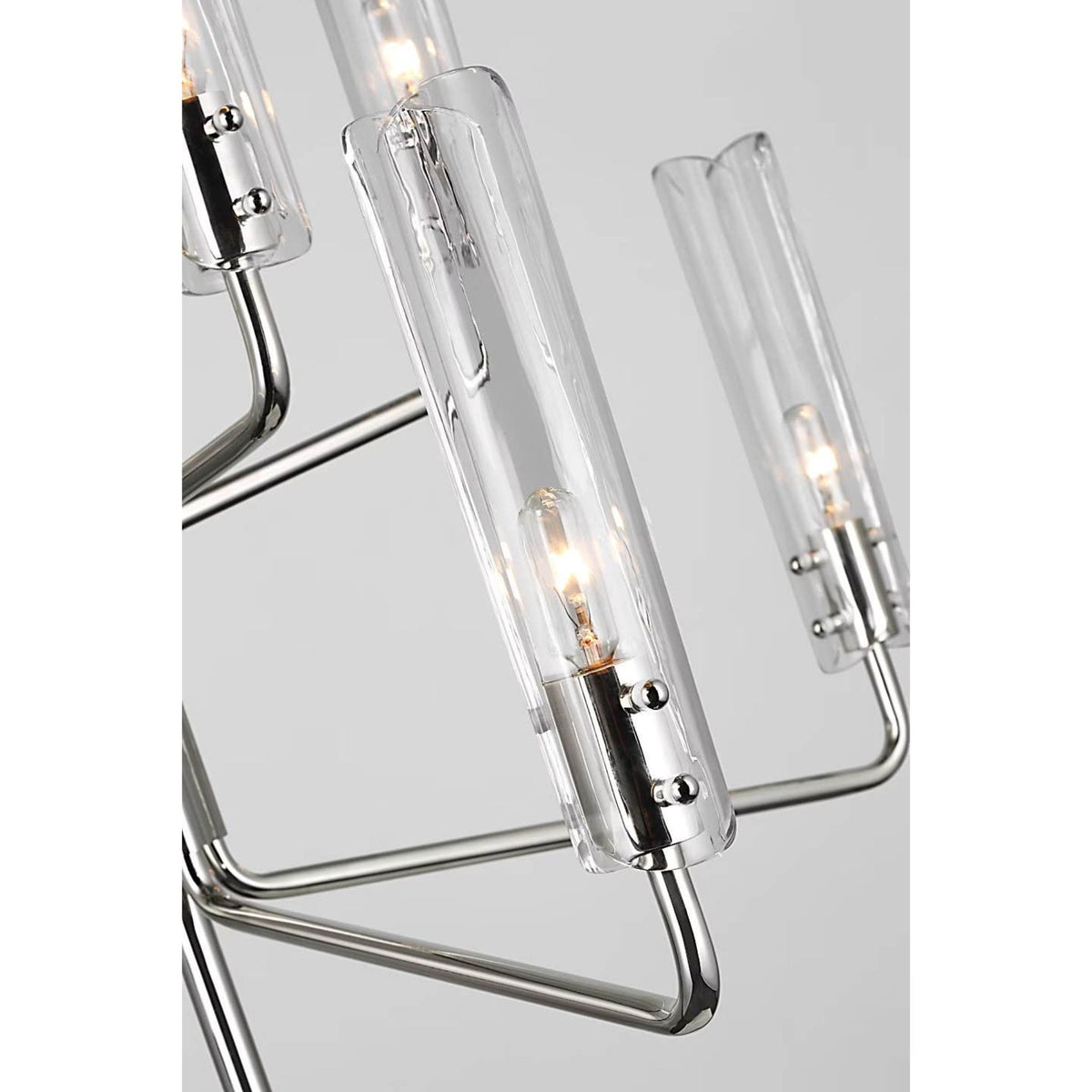 AERIN Casoria Medium Two-Tier Chandelier in Polished Nickel with Clear Glass W32.25" x H22.75"