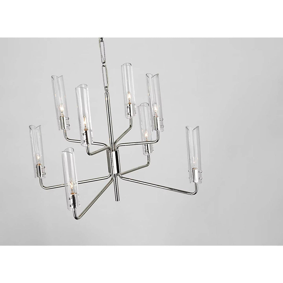 AERIN Casoria Medium Two-Tier Chandelier in Polished Nickel with Clear Glass W32.25" x H22.75"