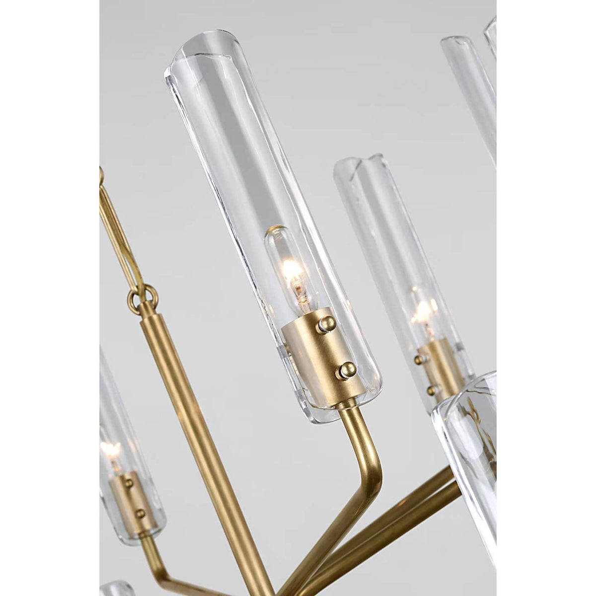 AERIN Casoria Large Two-Tier Chandelier in Hand-Rubbed Antique Brass with Clear Glass W42.25" x H23.75"