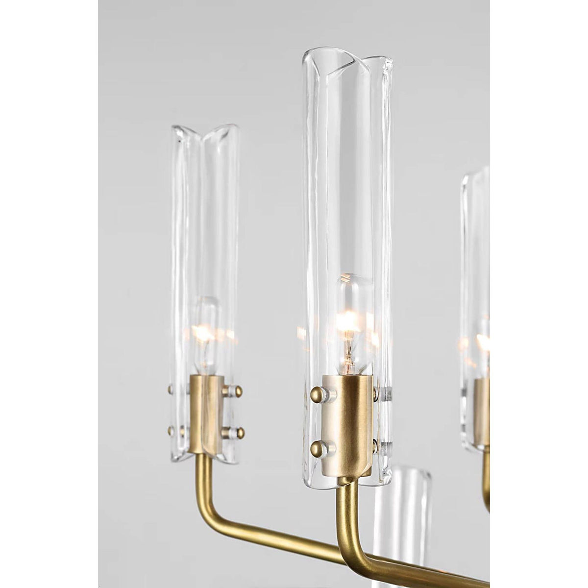 AERIN Casoria Large Two-Tier Chandelier in Hand-Rubbed Antique Brass with Clear Glass W42.25" x H23.75"