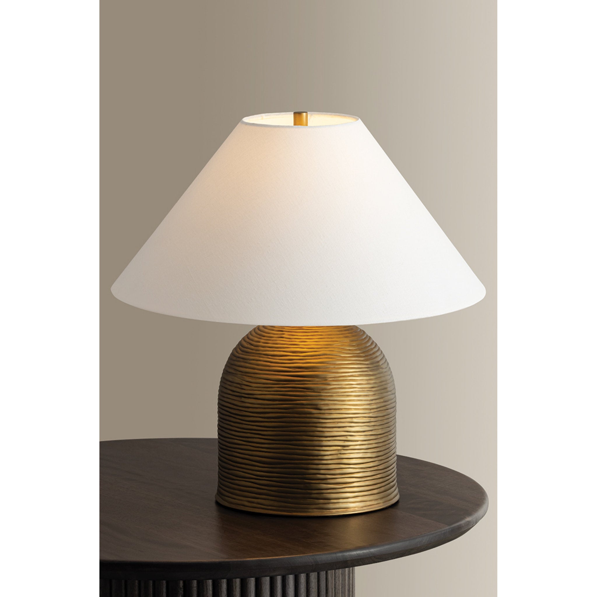 Arvin 1-Light Table Lamp in Patina Brass 19W x 20H