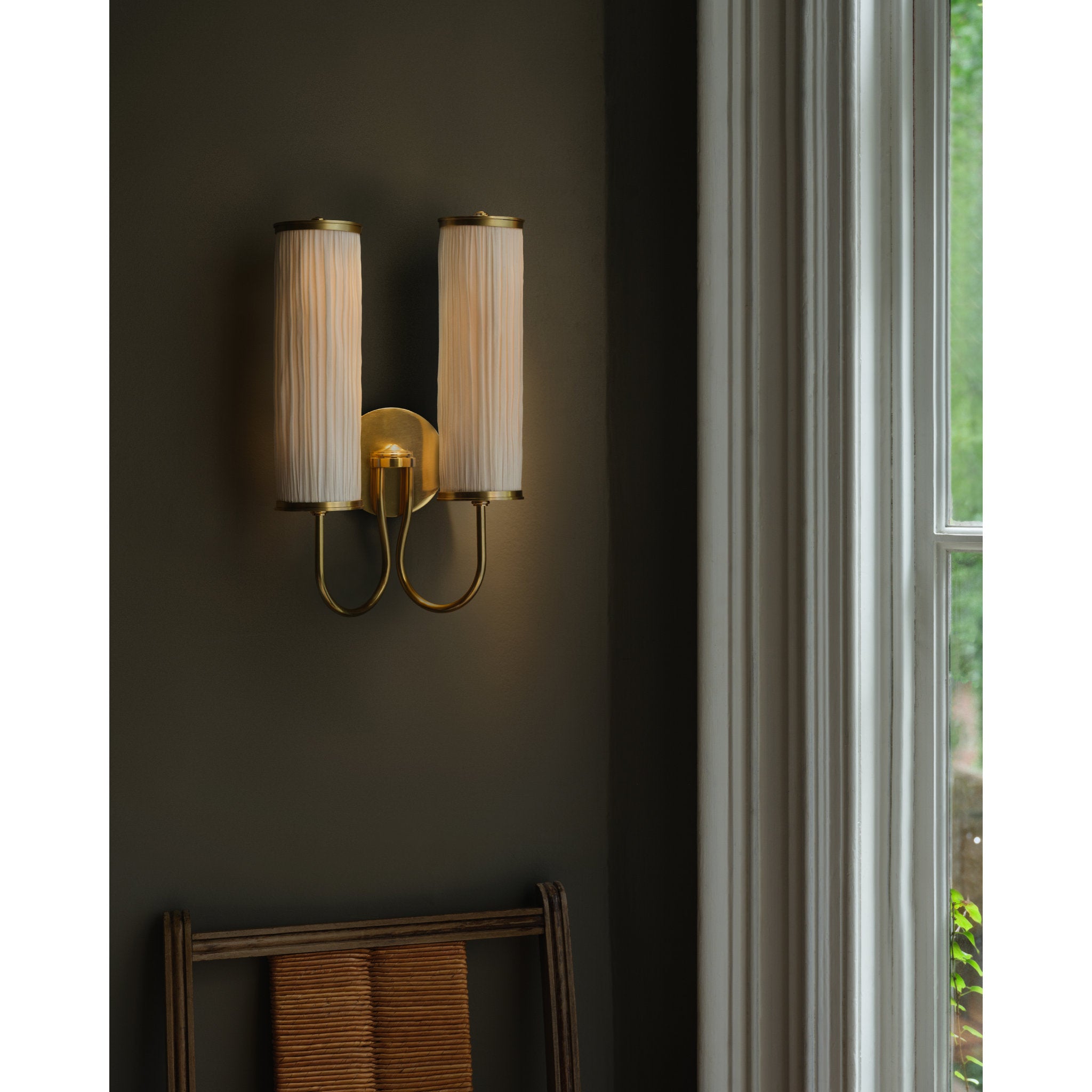 Elaine 2-Light Wall Sconce in Aged Brass by Augusta Hoffman 10.25W x 16.5H