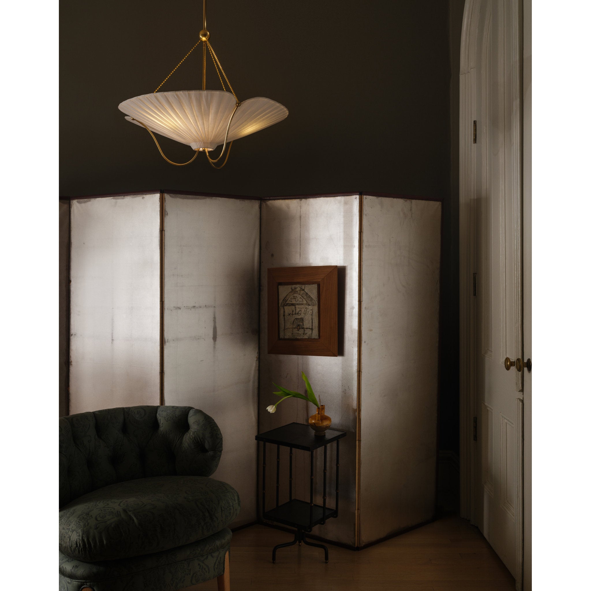 Gerhard 3-Light Pendant in Aged Brass by Augusta Hoffman 28W x 23.25H