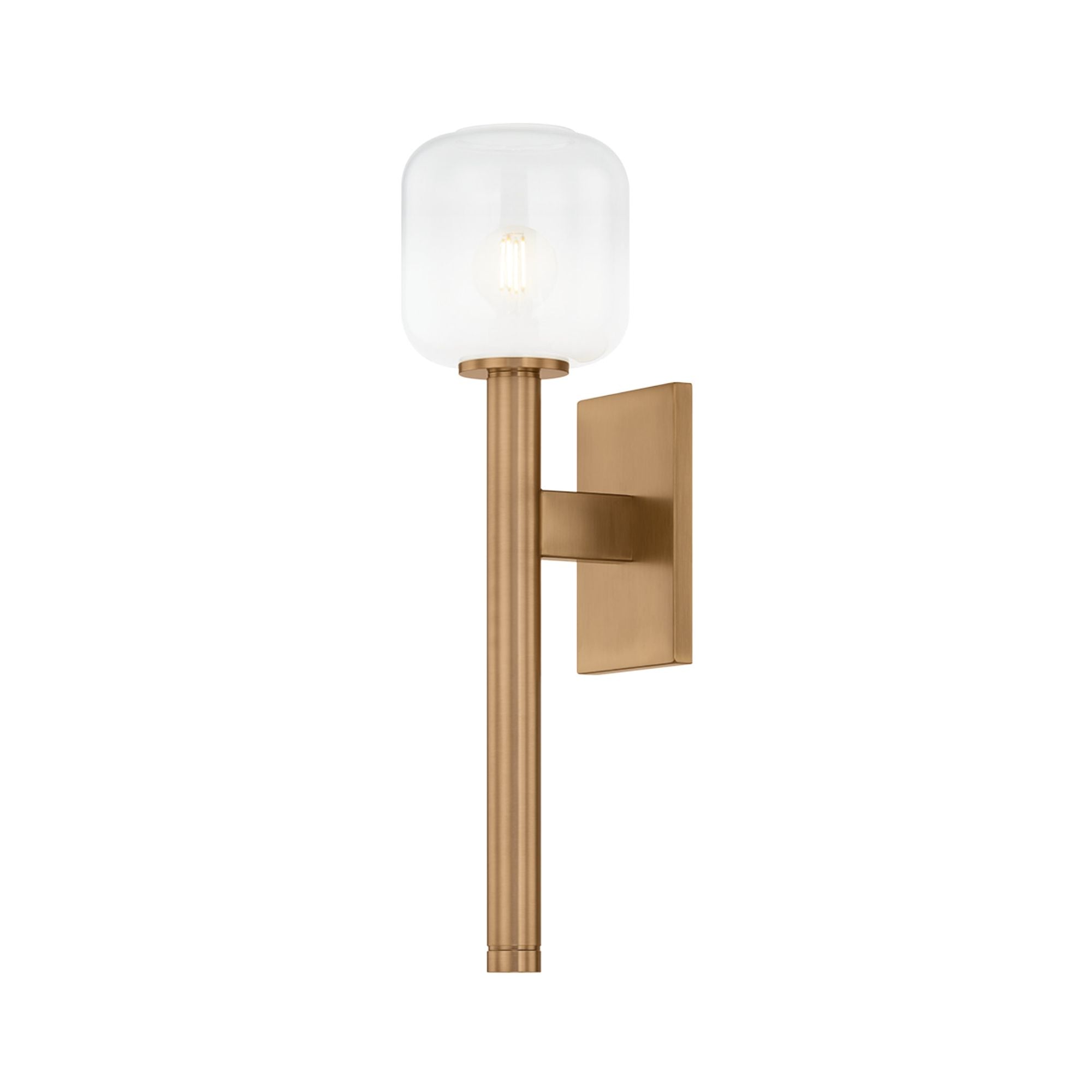 Axton 1-Light Wall Sconce in Patina Brass 5.25W x 19.25H