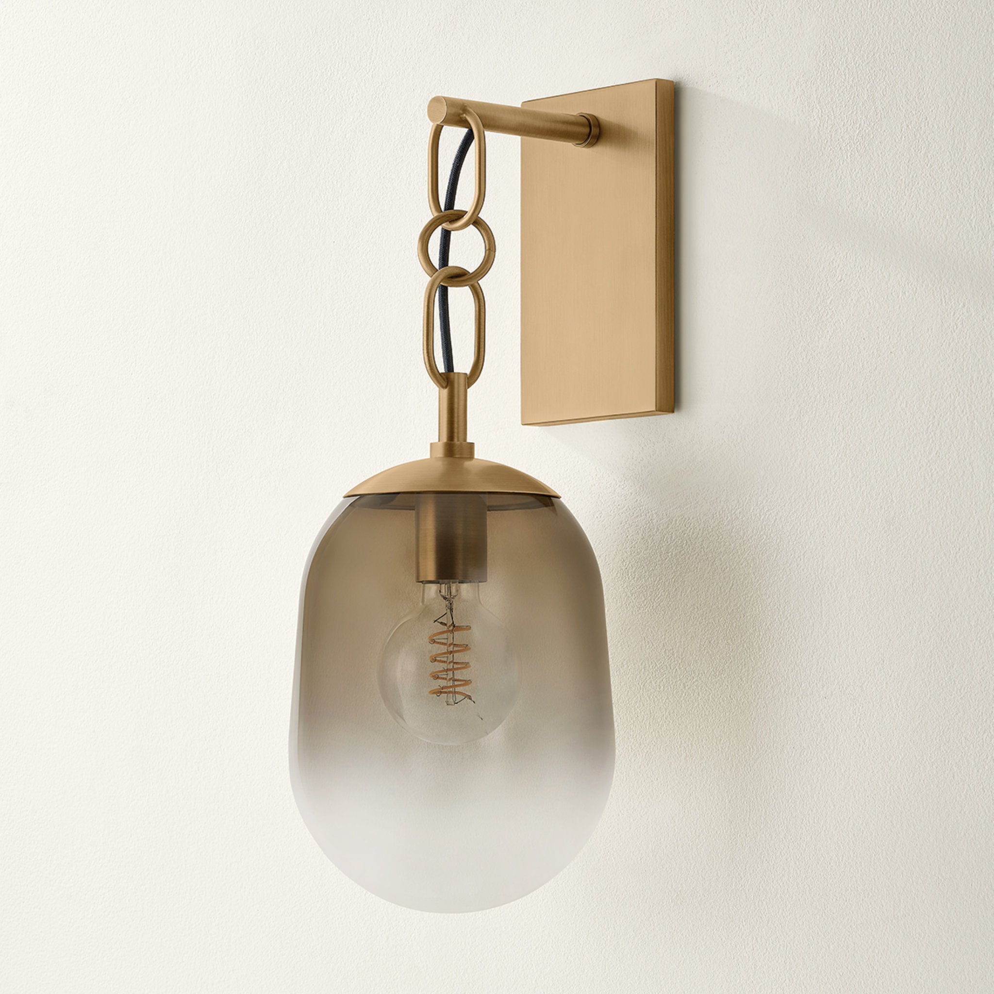 Harvey 1-Light Wall Sconce in Patina Brass 7W x 18.5H