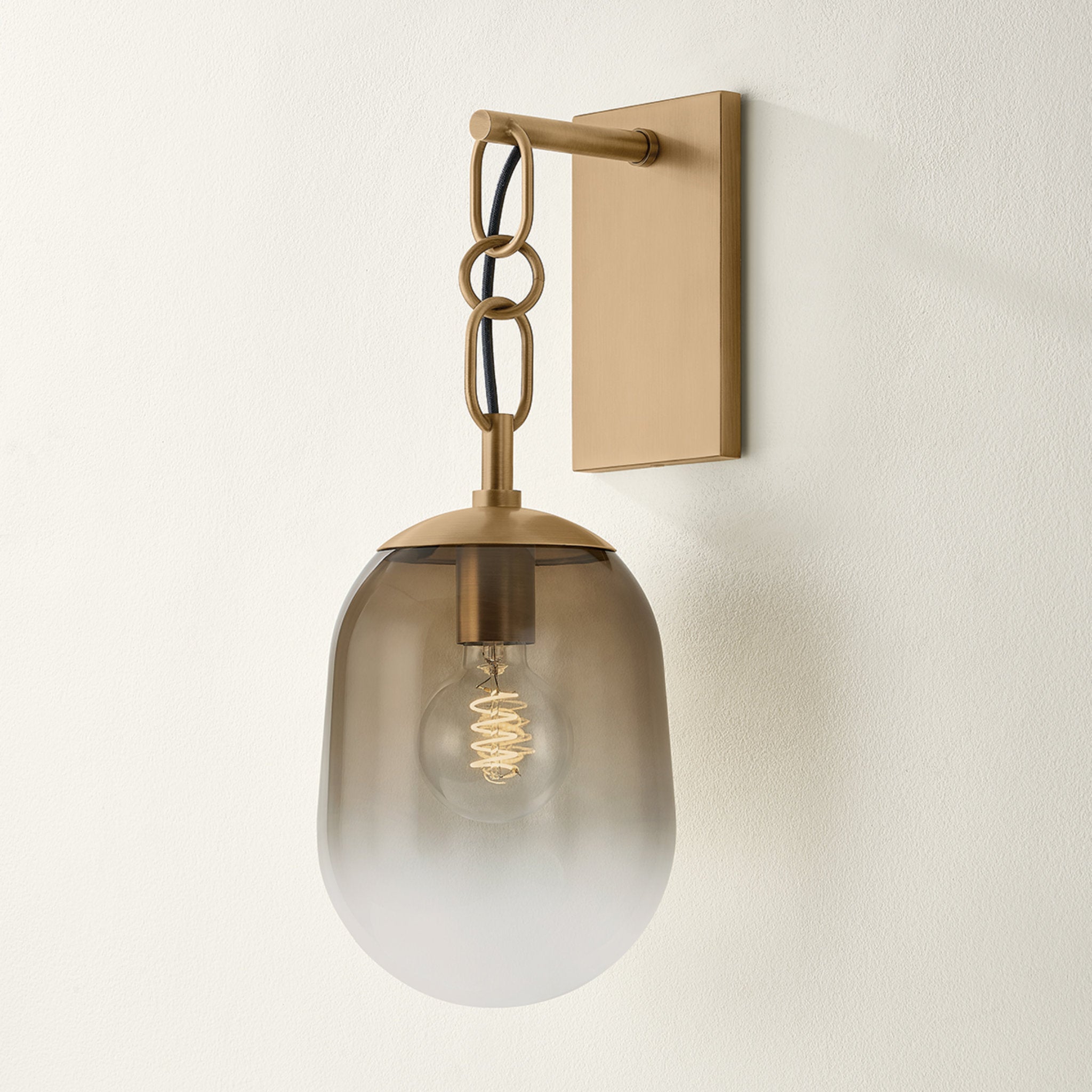 Harvey 1-Light Wall Sconce in Patina Brass 7W x 18.5H
