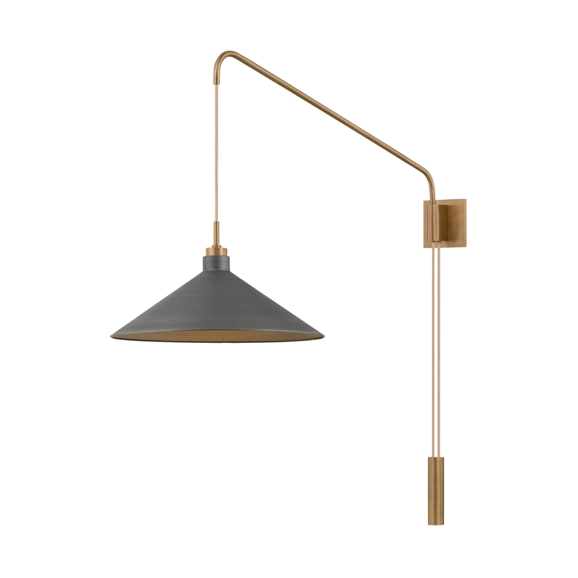 Conor 1-Light Wall Sconce in Patina Brass 17.5W x 35.5H