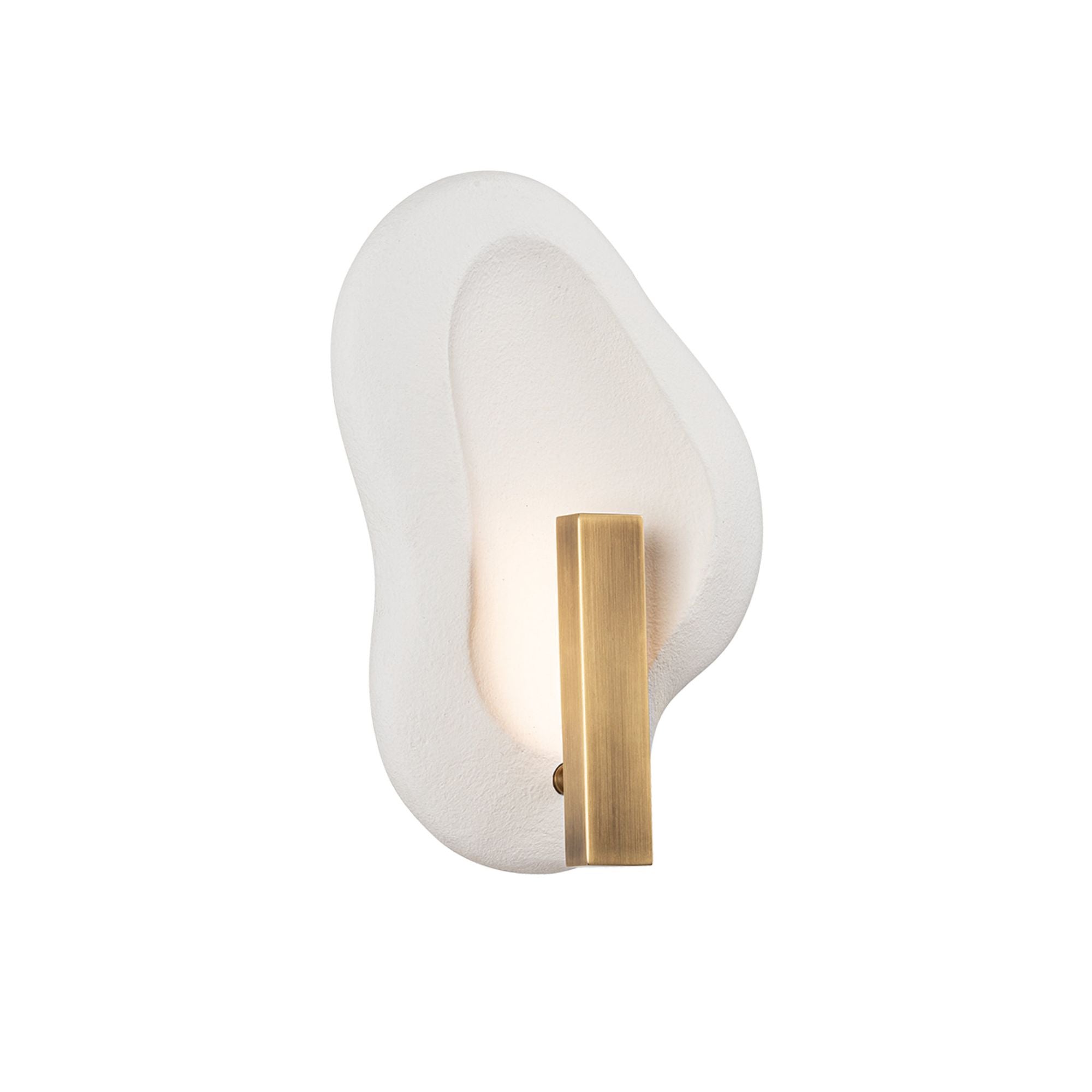 Jura Wall Sconce 1-Light LED in  Patina Brass/Ceramic Rustic Shell 10W x 14.5H