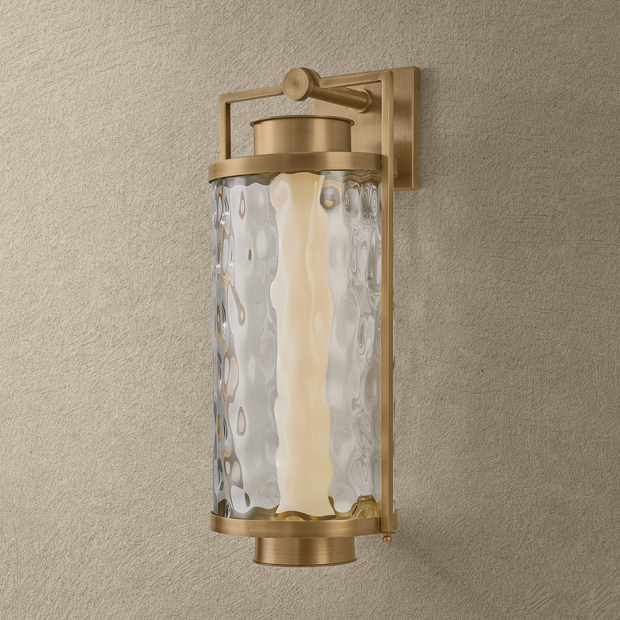 Haddock 1-Light Exterior Wall Sconce in Patina Brass 9.5W x 22.5H