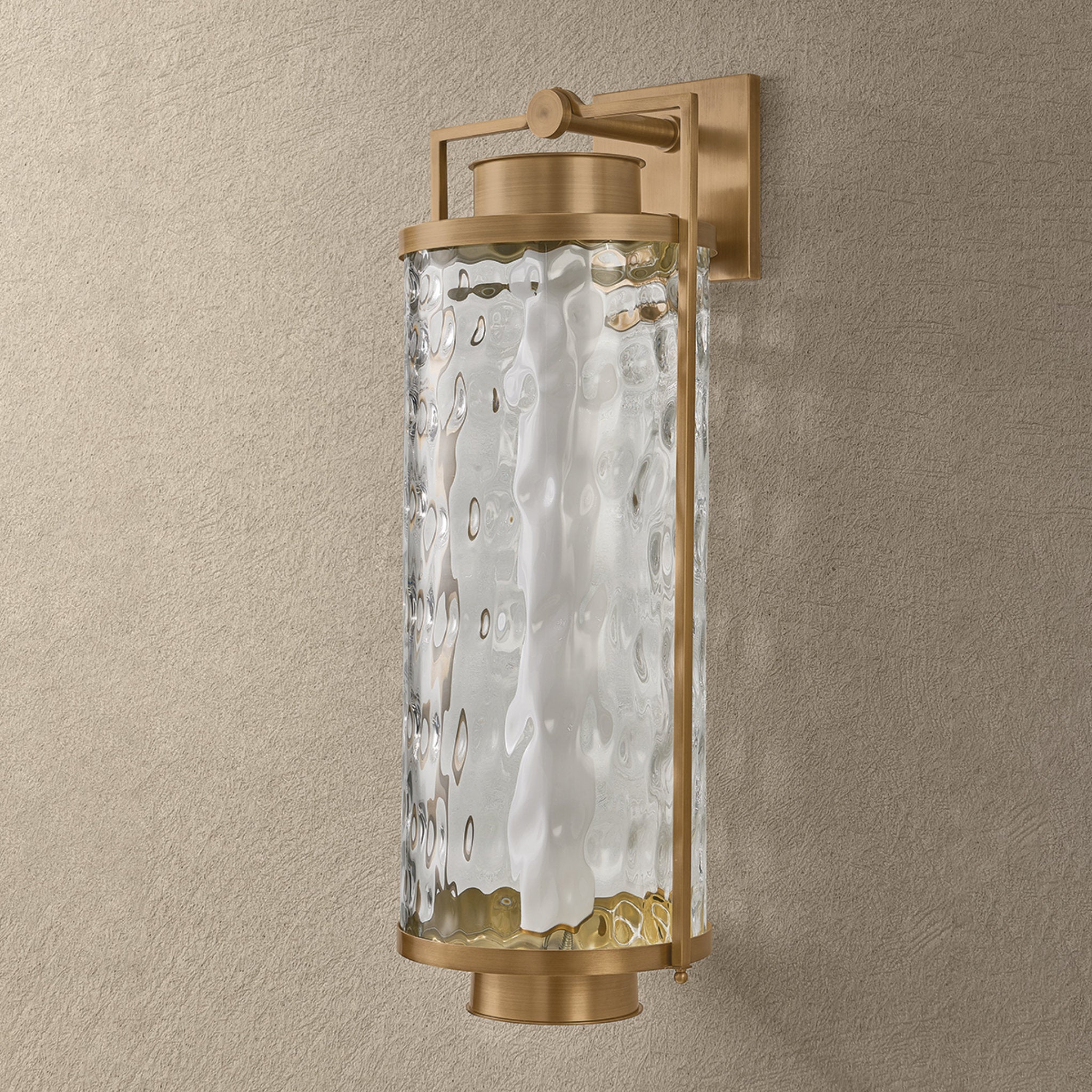 Haddock 1-Light Exterior Wall Sconce in Patina Brass 10.5W x 28H