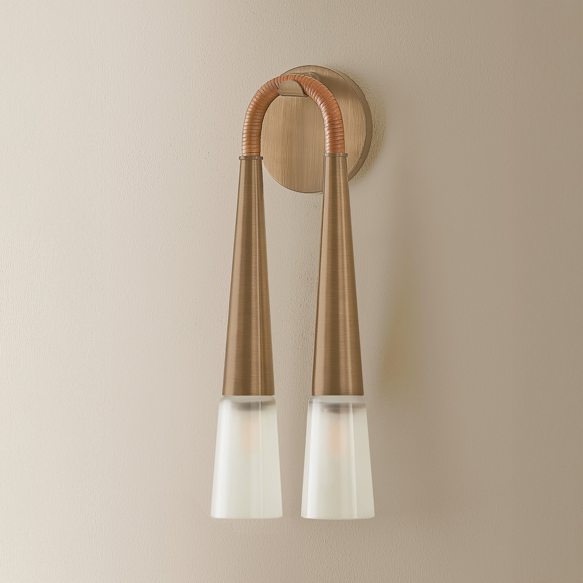 Hawke 2-Light Wall Sconce in Patina Brass 6W x 16.25H