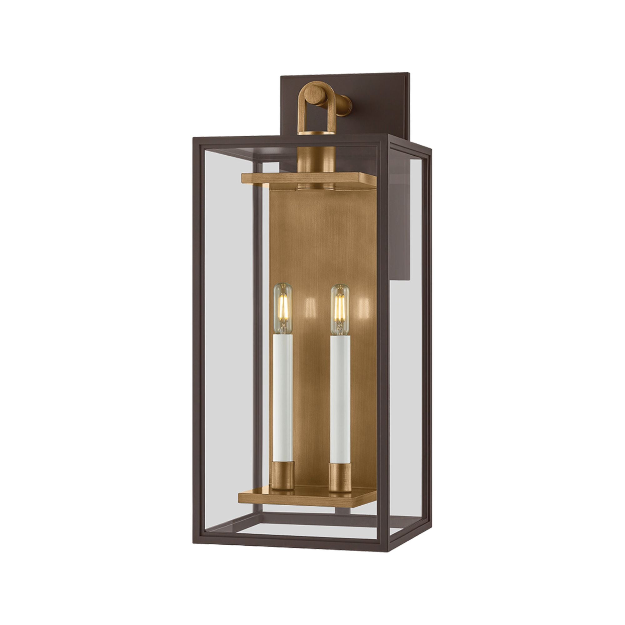 Arnold 2-Light Exterior Wall Sconce in Patina Brass 10W x 24.25H