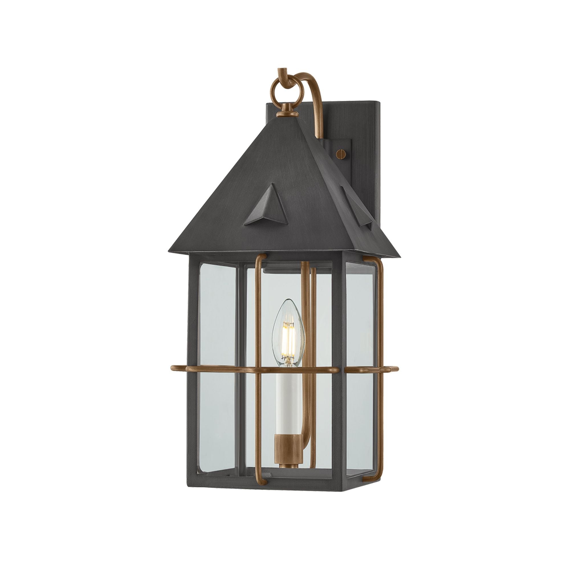 Toby Wall Sconce 1-Light Outdoor LED in  Patina Brass And Graphite 8W x 17H