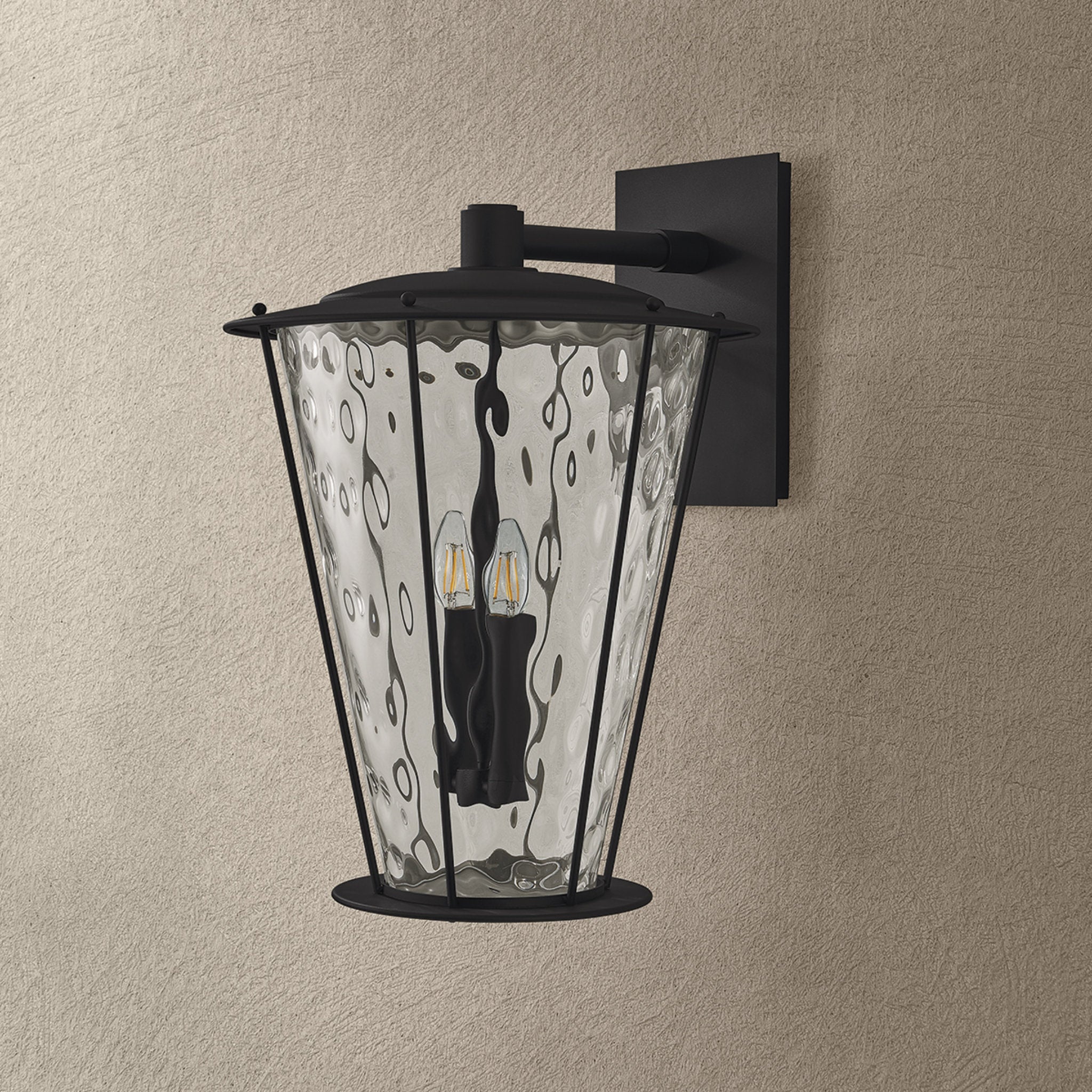 Jantzen 2-Light Exterior Wall Sconce in Texture Black 15W x 21.5H