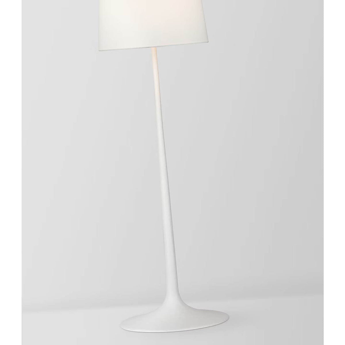 Barbara Barry Oscar Large Sculpted Floor Lamp in Plaster White with Linen Shade W18.5" x H62.25"