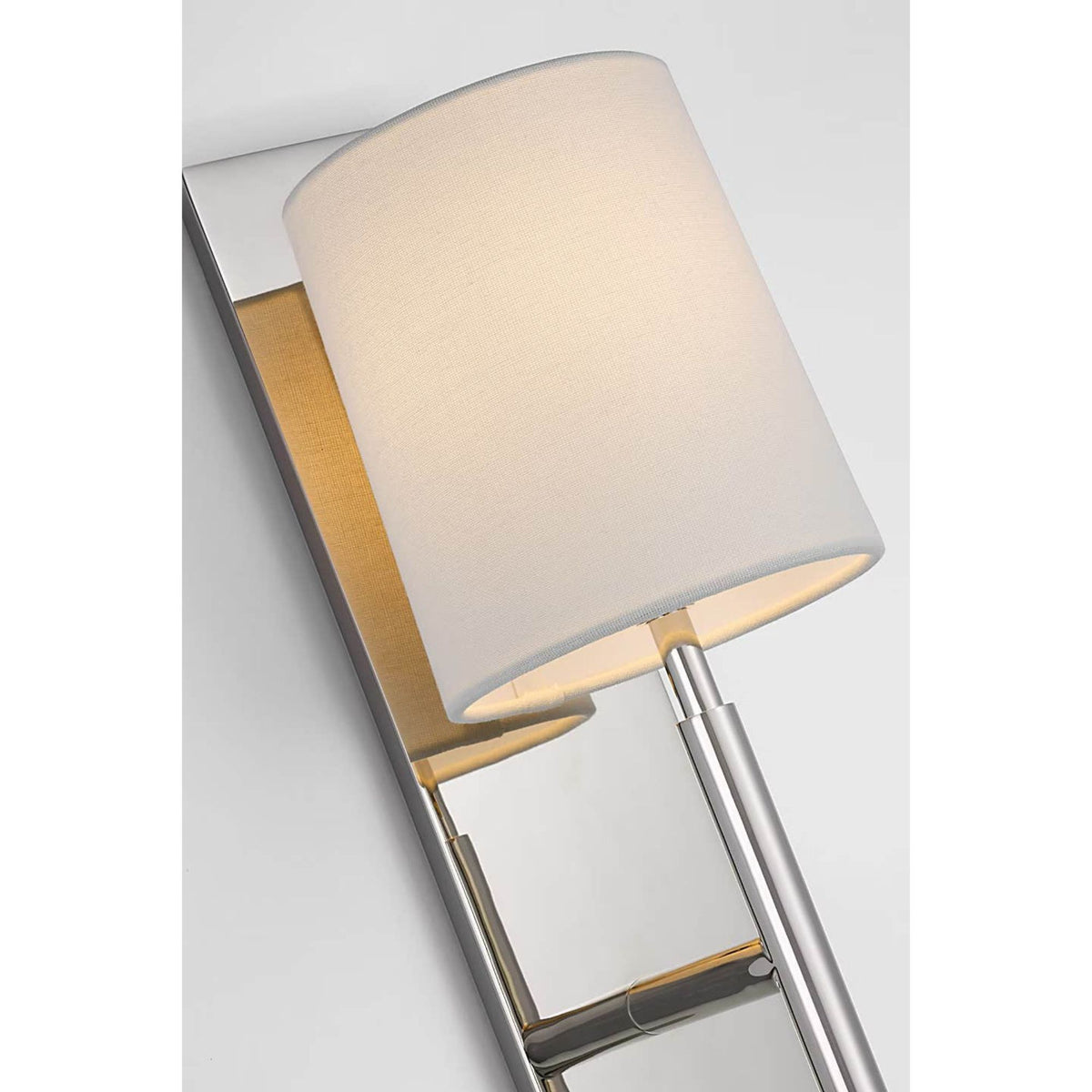 Barbara Barry Clarion Medium Sconce in Polished Nickel with Linen Shade W5.5" x H16" x E6.75"