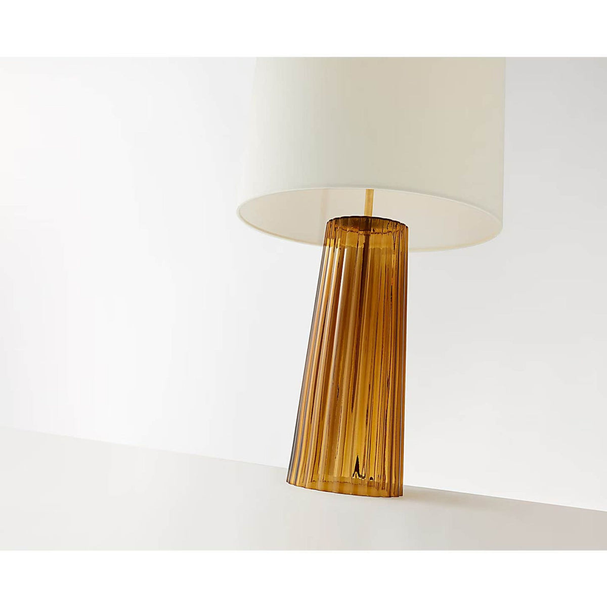 Barbara Barry Danube Medium Table Lamp in Amber with Linen Shade W16" x H28.75"
