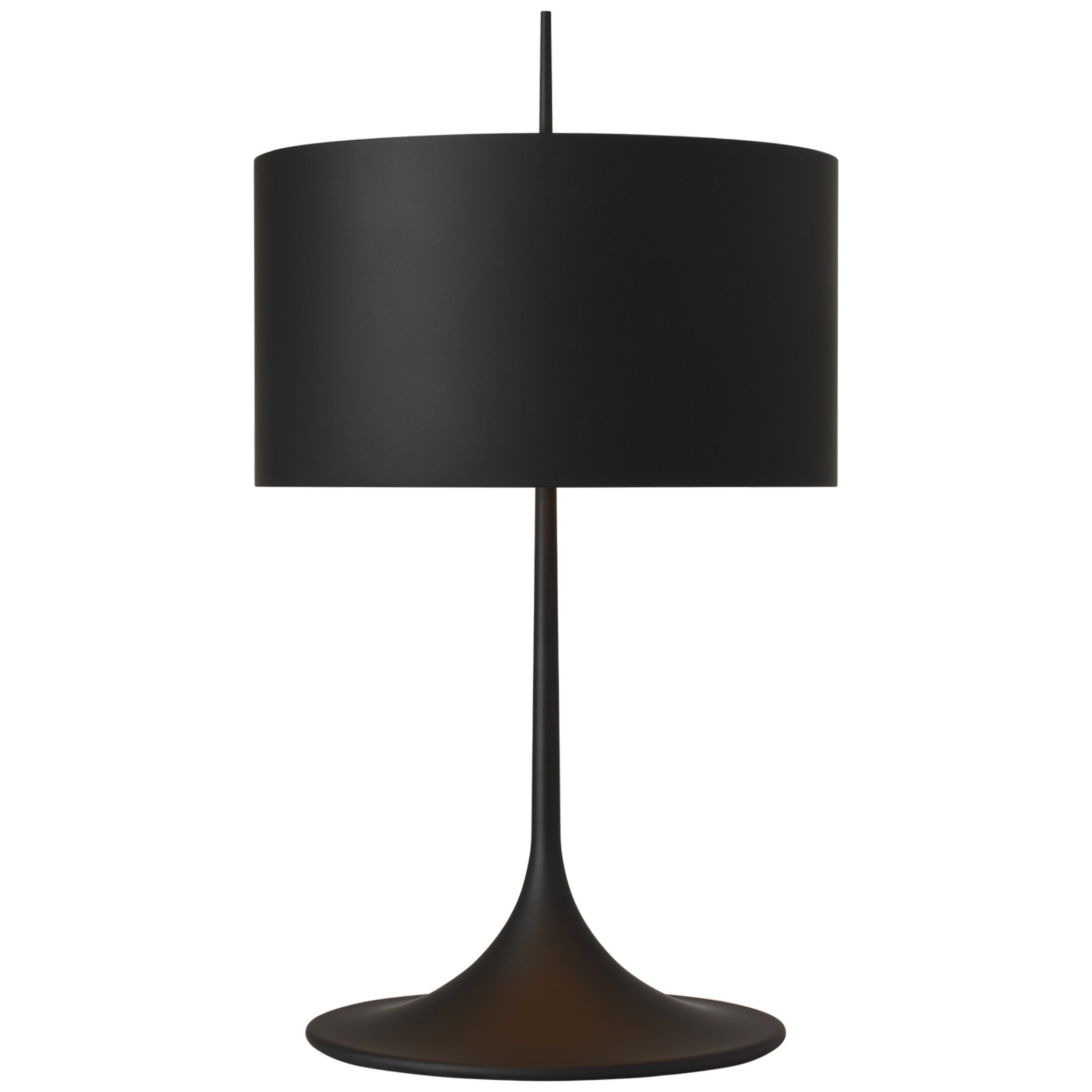 Barbara Barry Spinet 26" Modern Trumpet Table Lamp in Matte Black with Black Shade W14.75" x H26.25"