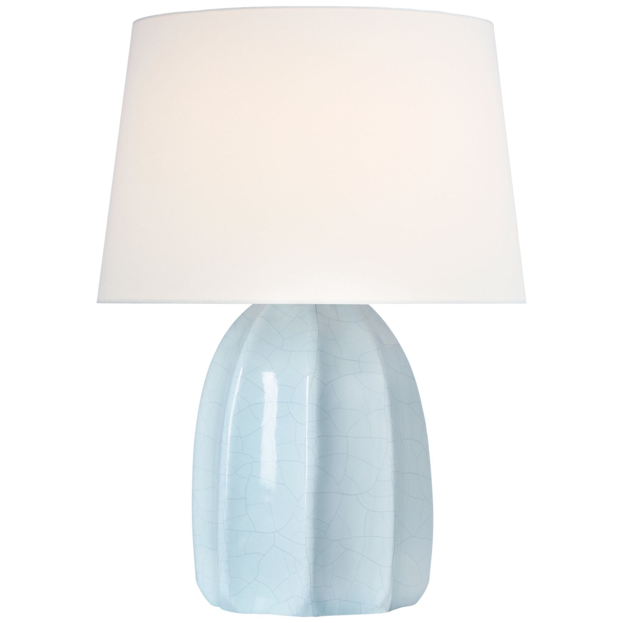 Barbara Barry Melanie 12" Cordless Accent Lamp in Crackled Moonseed with Linen Shade Table Lamp W8.5" x H12"