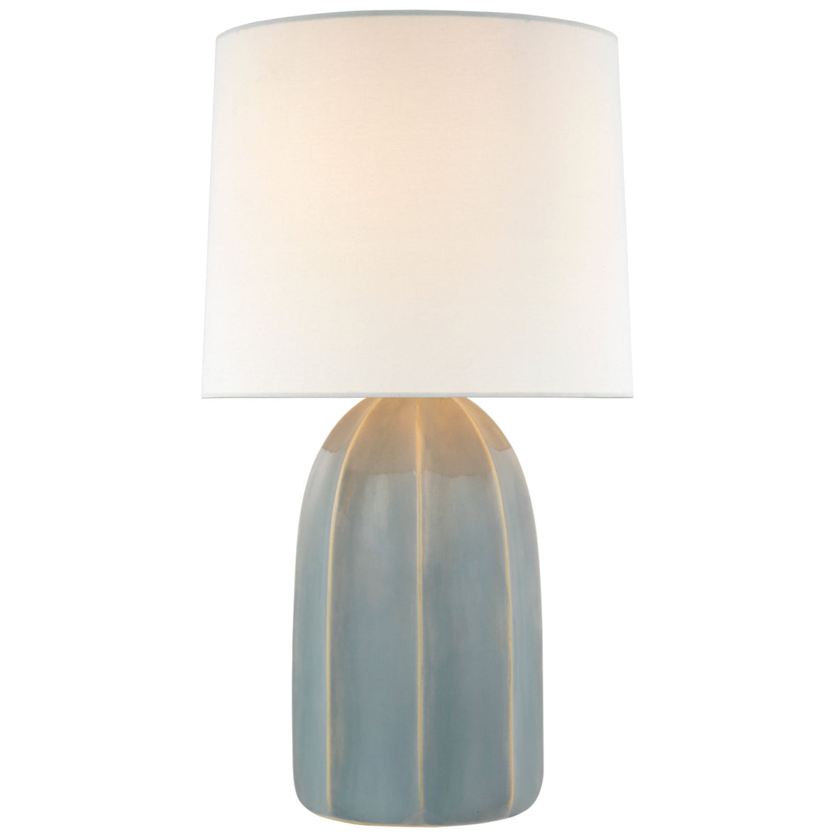 Barbara Barry Melanie Large Table Lamp in Sky Gray with Linen Shade W15.5" x H28"