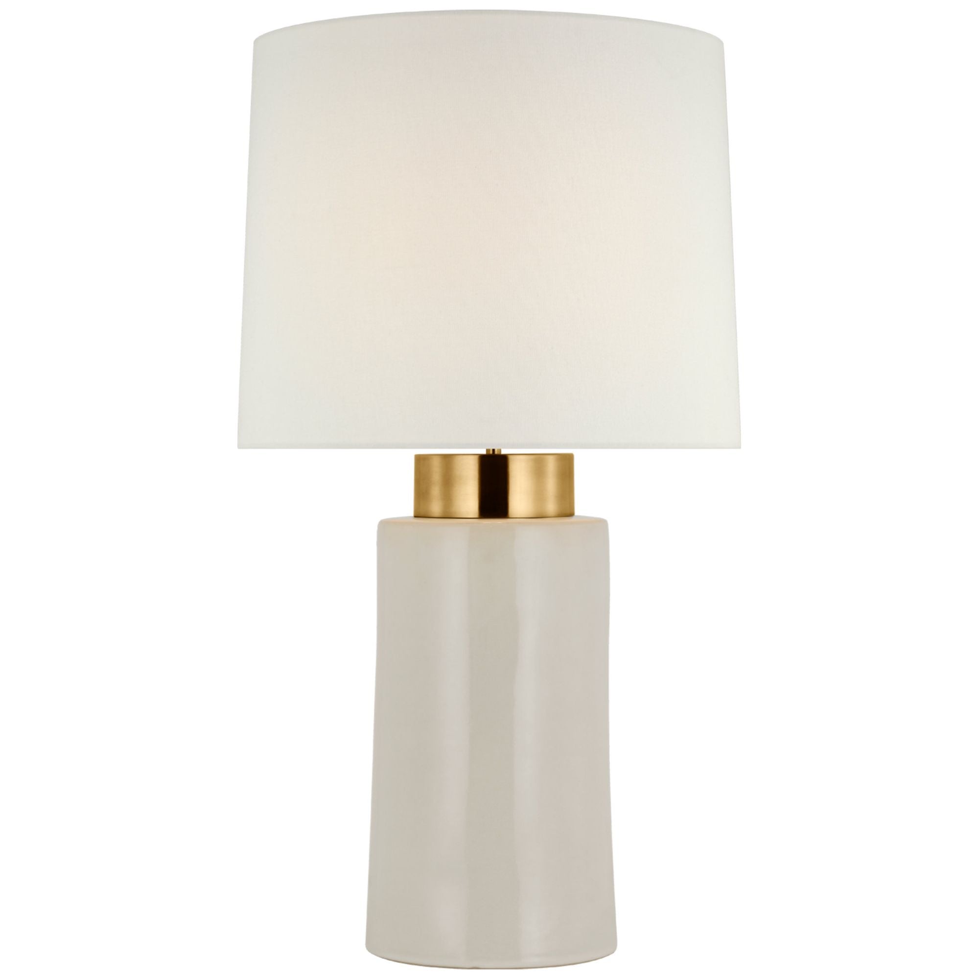 Barbara Barry Xian 30" Table Lamp in Ivory and Soft Brass with Linen Shade W16" x H29.5"