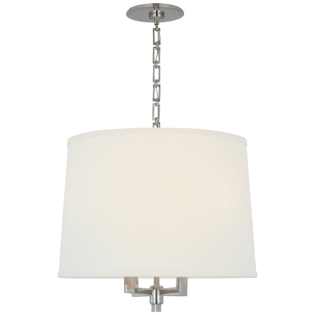 Barbara Barry Westport Large Hanging Shade in Polished Nickel with Linen Shade W23" x H19.75"