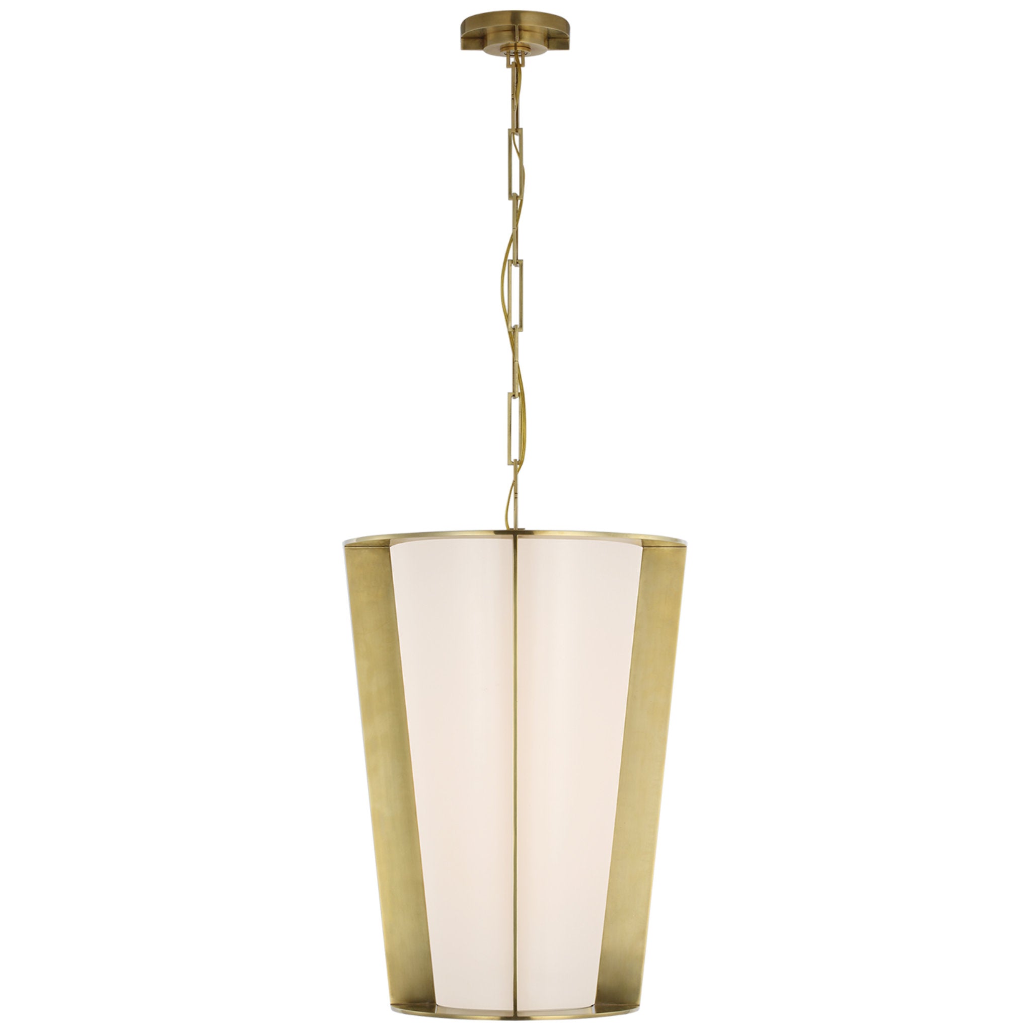 Barbara Barry Phinn 18" Lantern in Soft Brass with White Glass Ceiling Light W17.75" x H24.75"