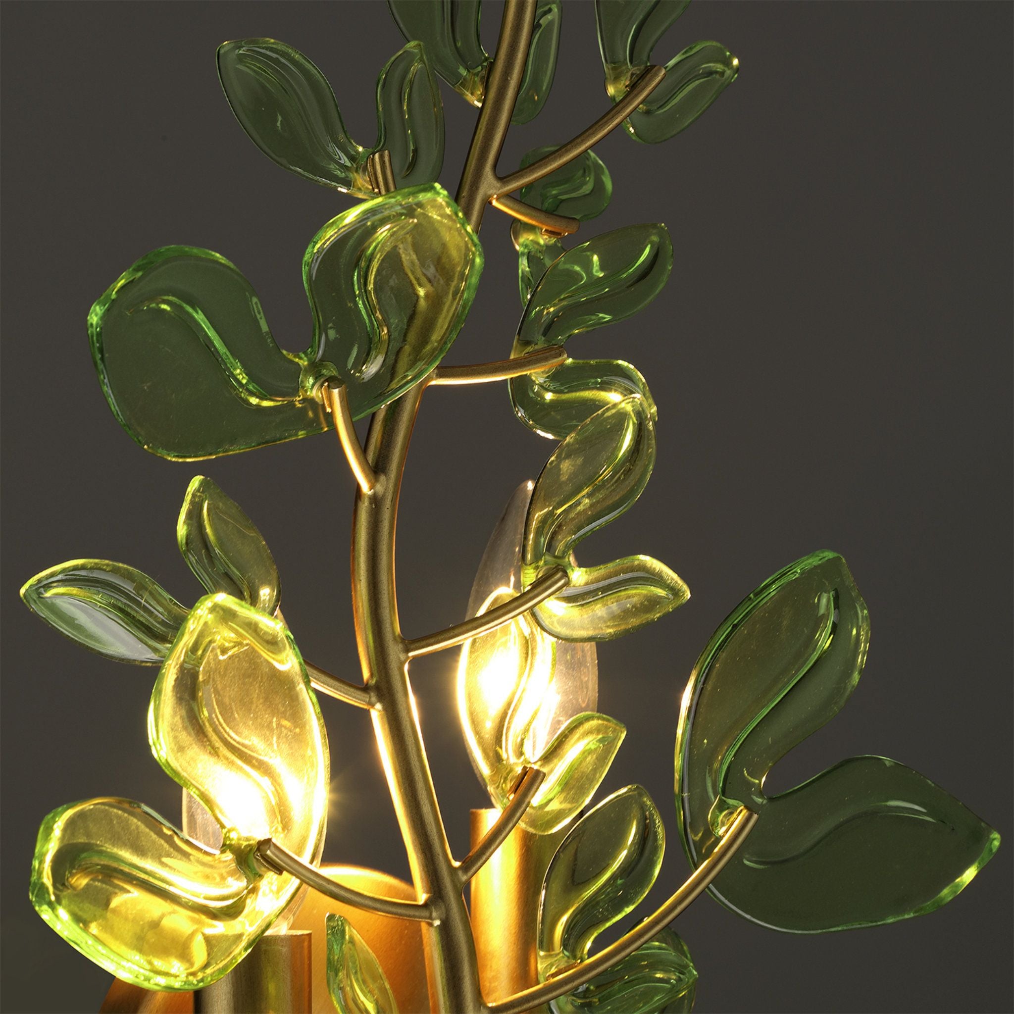 Bridget 8.5" Soft Gold Sconce Green Glass 2-Light 8.5"W x 19"H x 5"D
