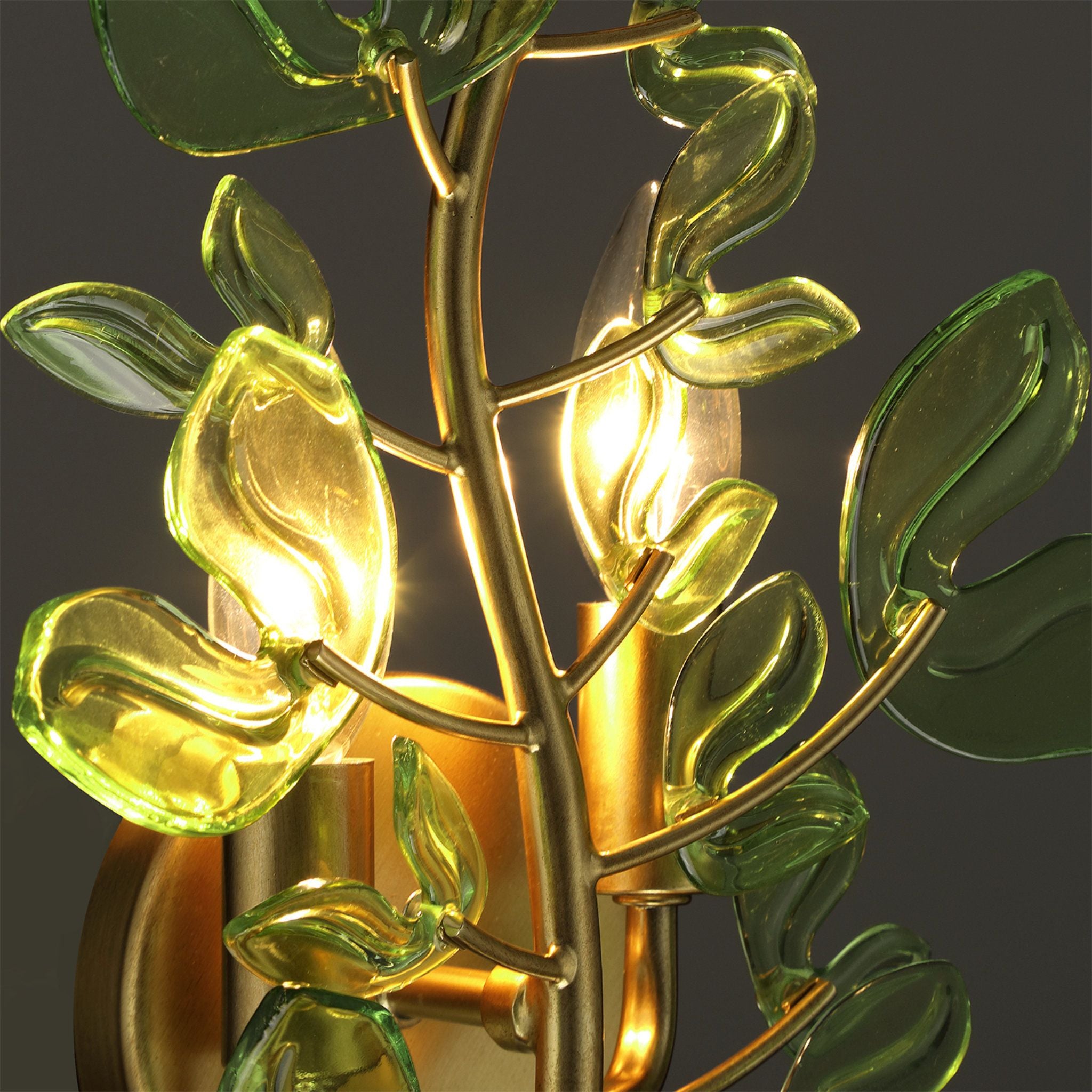 Bridget 8.25" Soft Gold Sconce Green Glass 4-Light 8.25"W x 24"H x 5"D