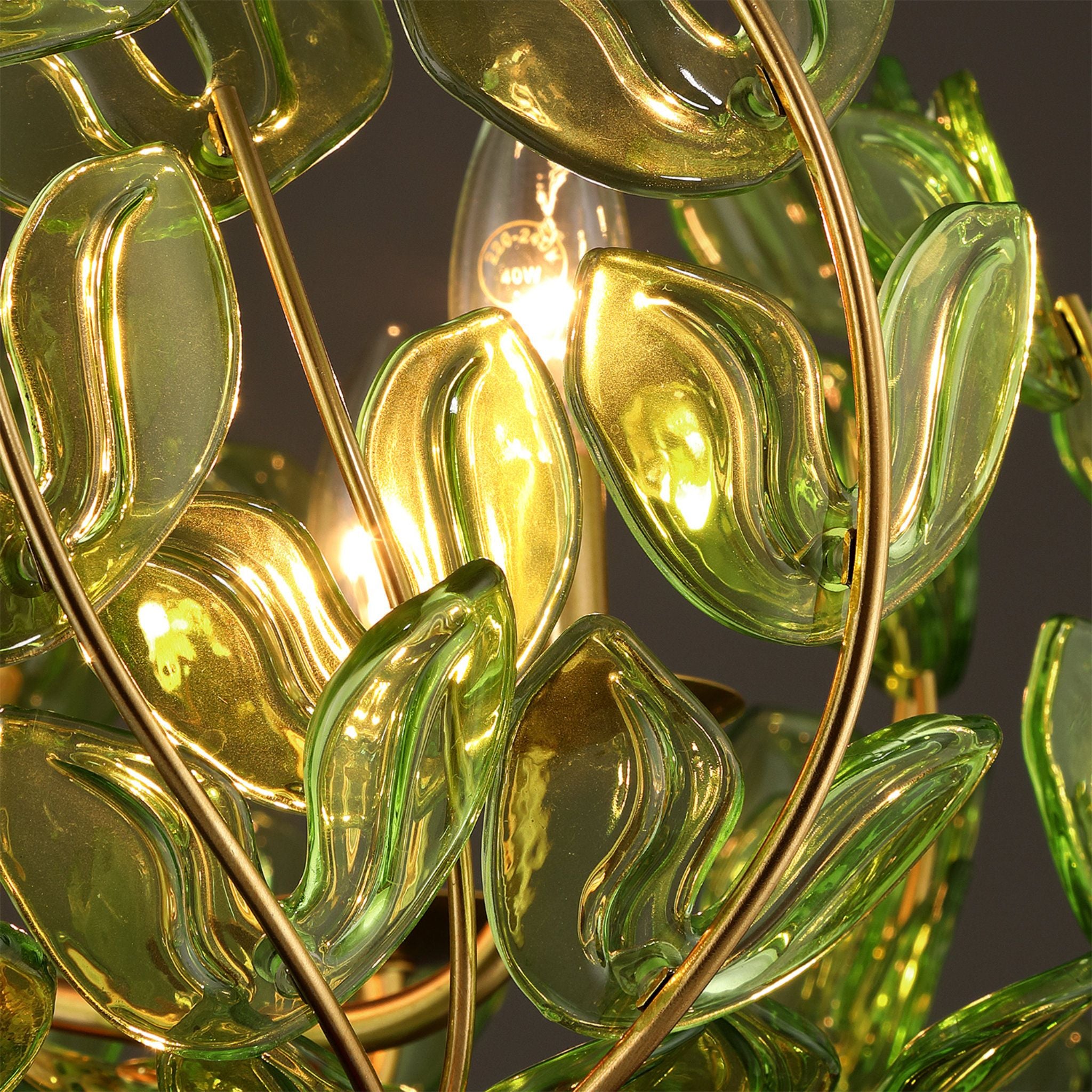 Bridget 23.5" Soft Gold Chandelier Green Glass 5-Light 23.5"W x 20"H x 23.5"D