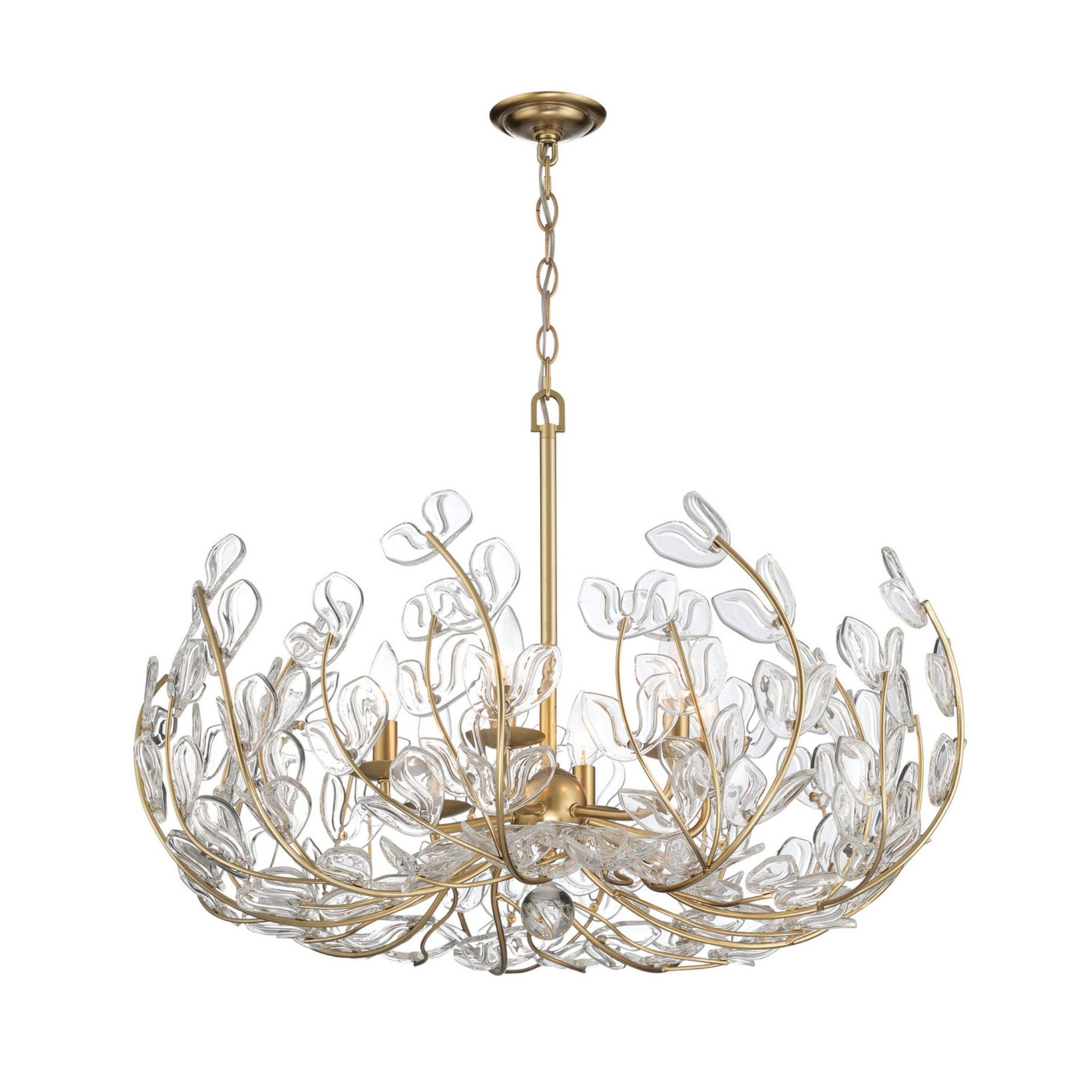 Bridget 28.5" Soft Gold Chandelier Clear Glass 6-Light 28.25"W x 20.5"H x 28.25"D