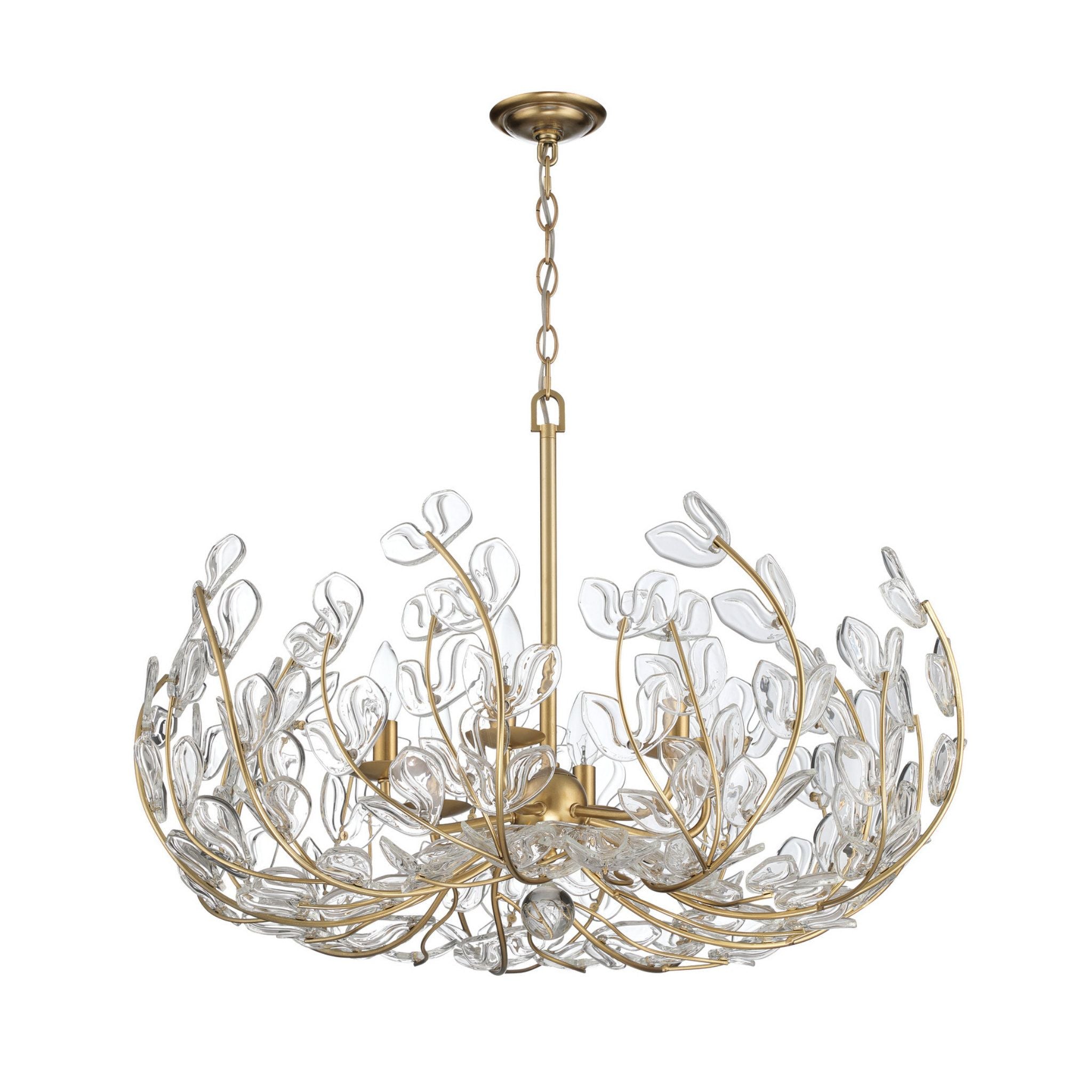 Bridget 28.5" Soft Gold Chandelier Clear Glass 6-Light 28.25"W x 20.5"H x 28.25"D