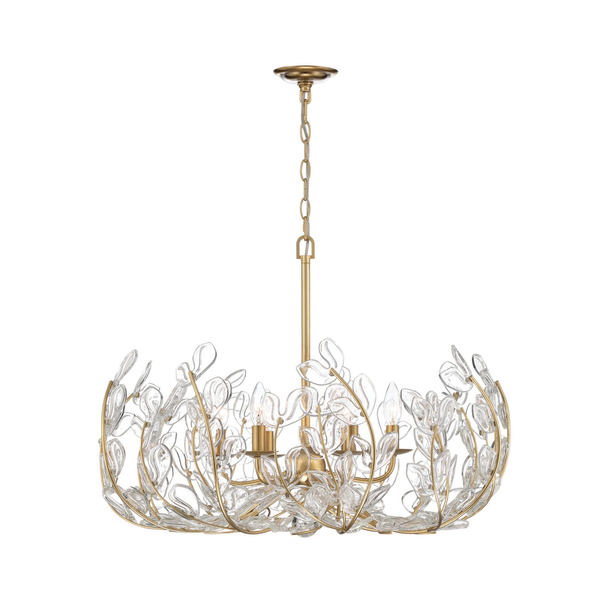 Bridget 28.5" Soft Gold Chandelier Clear Glass 6-Light 28.25"W x 20.5"H x 28.25"D