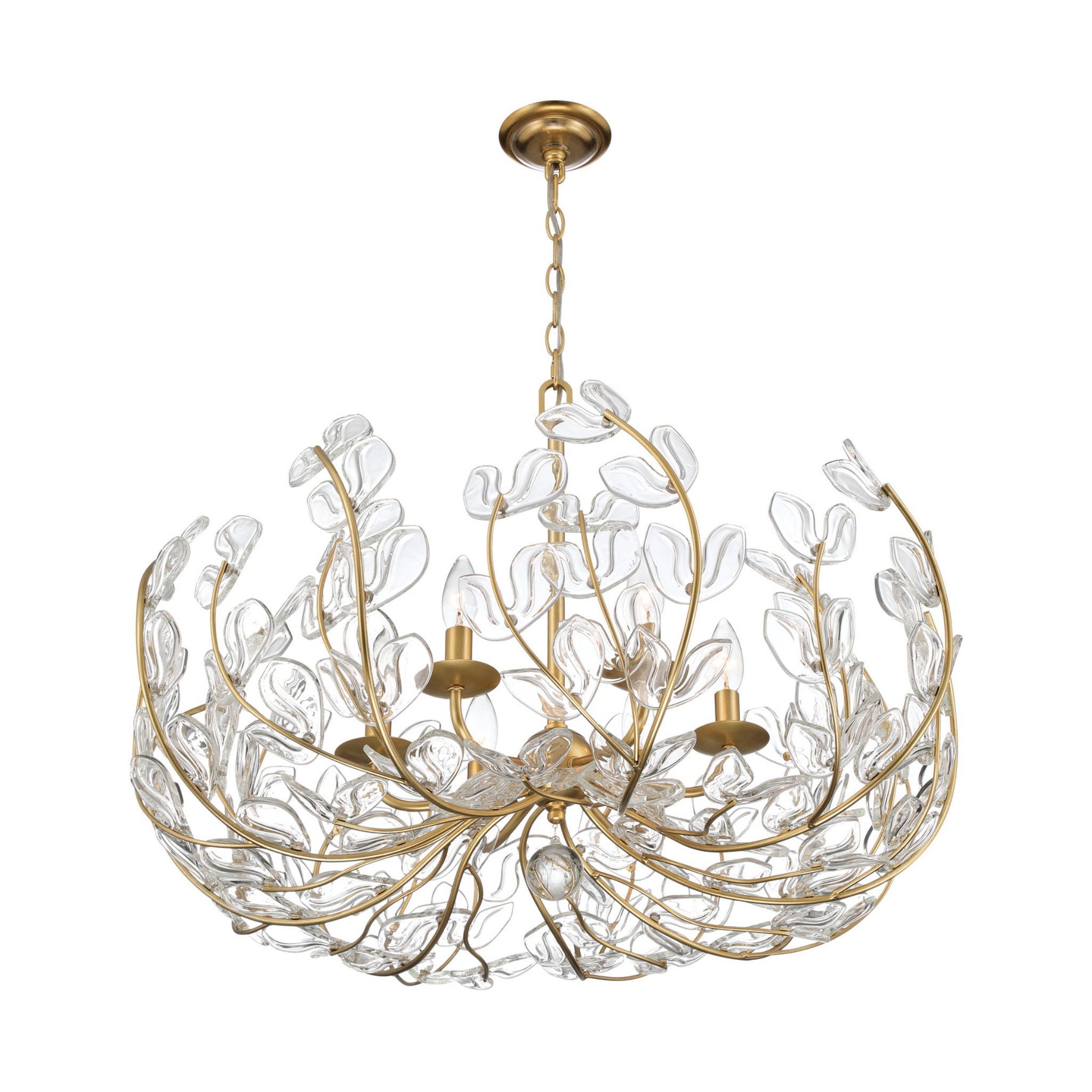 Bridget 28.5" Soft Gold Chandelier Clear Glass 6-Light 28.25"W x 20.5"H x 28.25"D