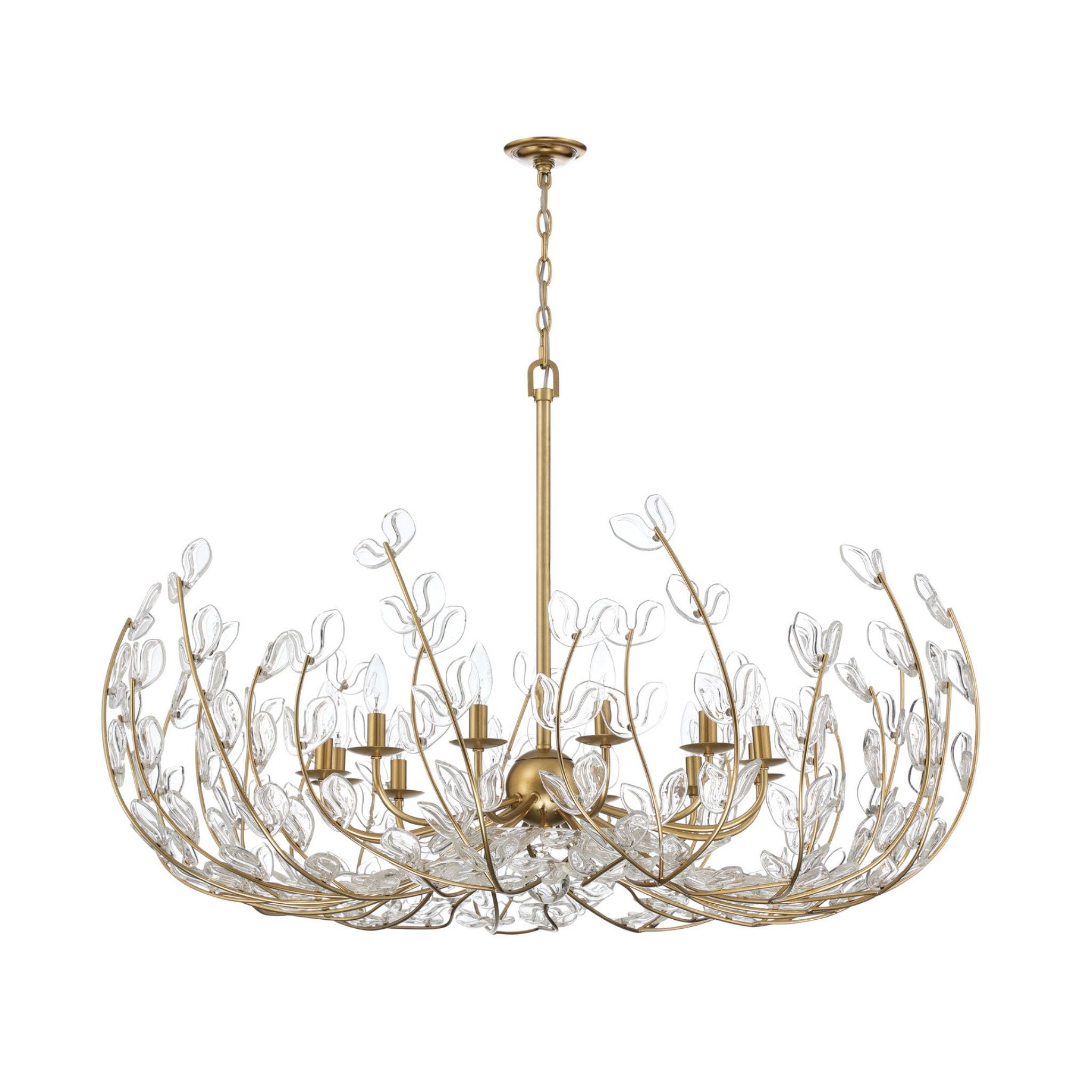 Bridget 42" Soft Gold Chandelier Clear Glass 12-Light 42"W x 27.5"H x 42"D