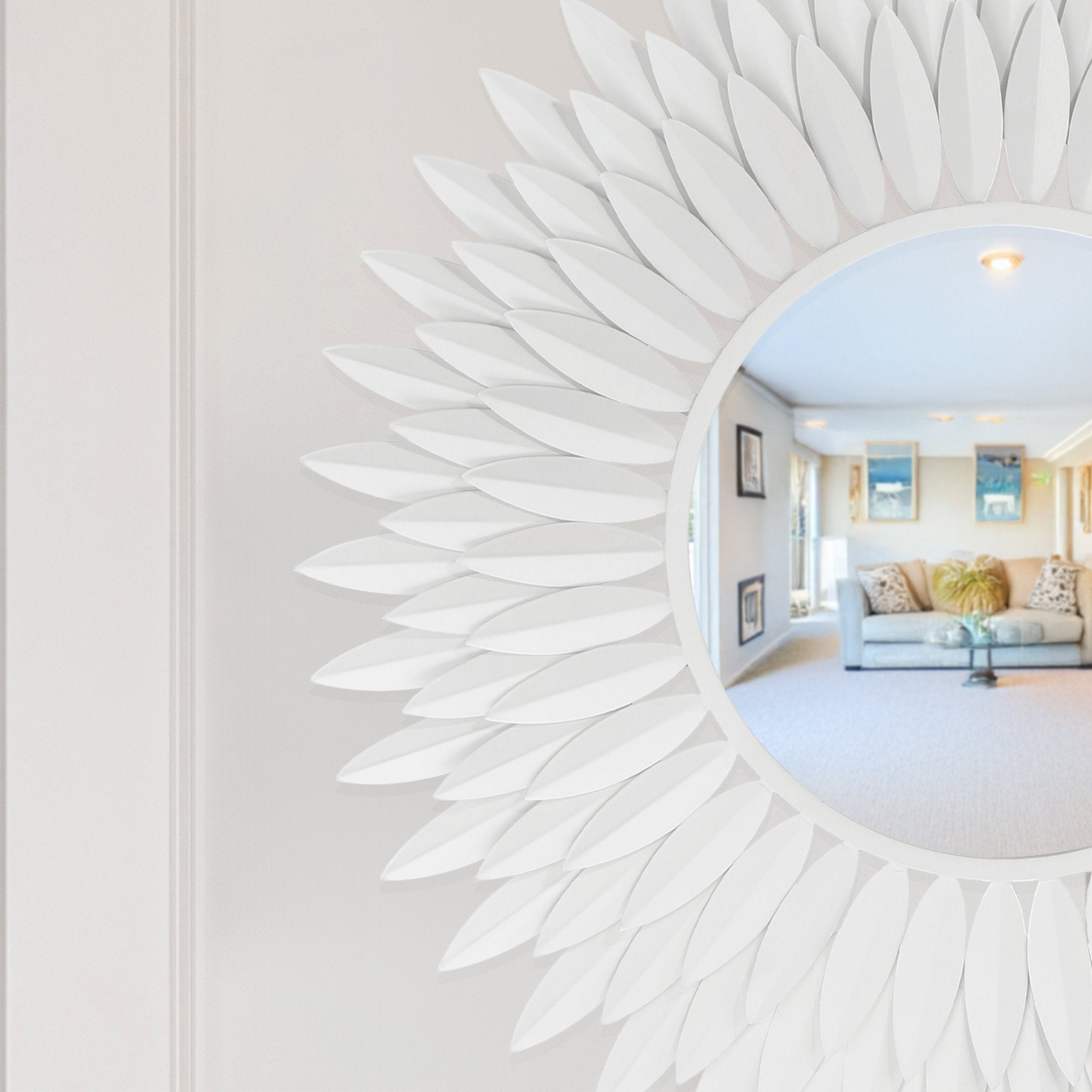 Broche 24'' Matte White Mirror White 24"W x 24"H x 1.5"D