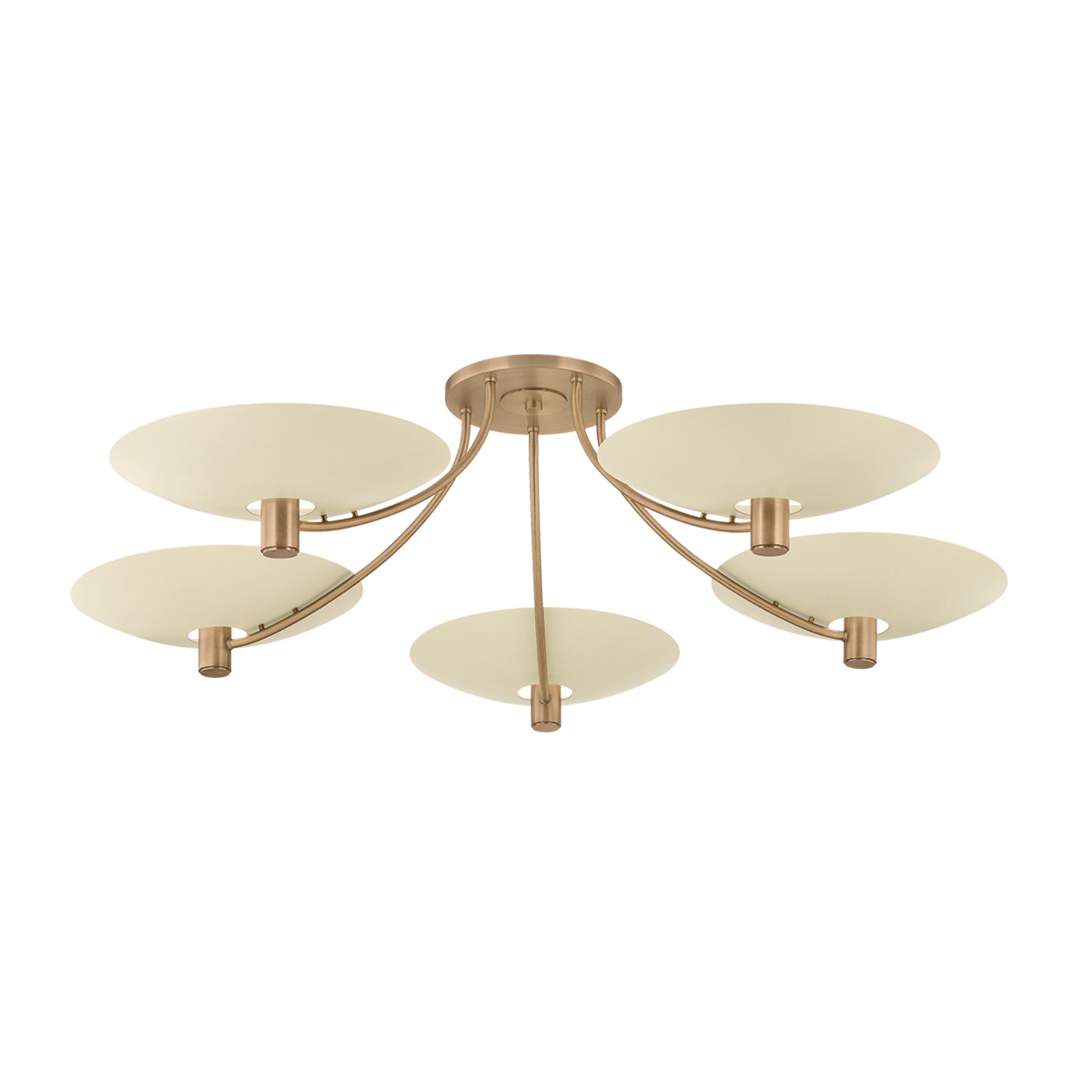 Wolfe 5-Light Semi Flush in Patina Brass 60W x 14.25H