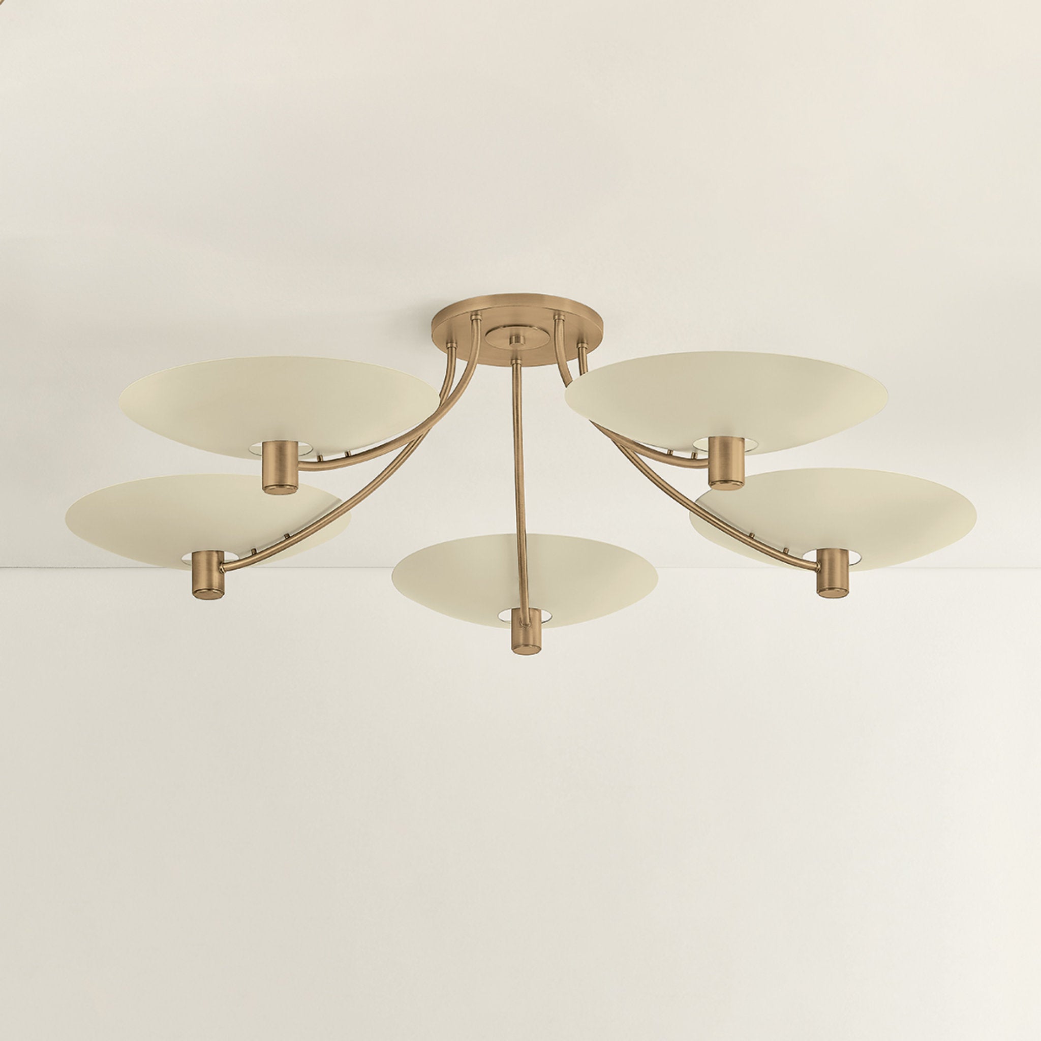 Wolfe 5-Light Semi Flush in Patina Brass 60W x 14.25H